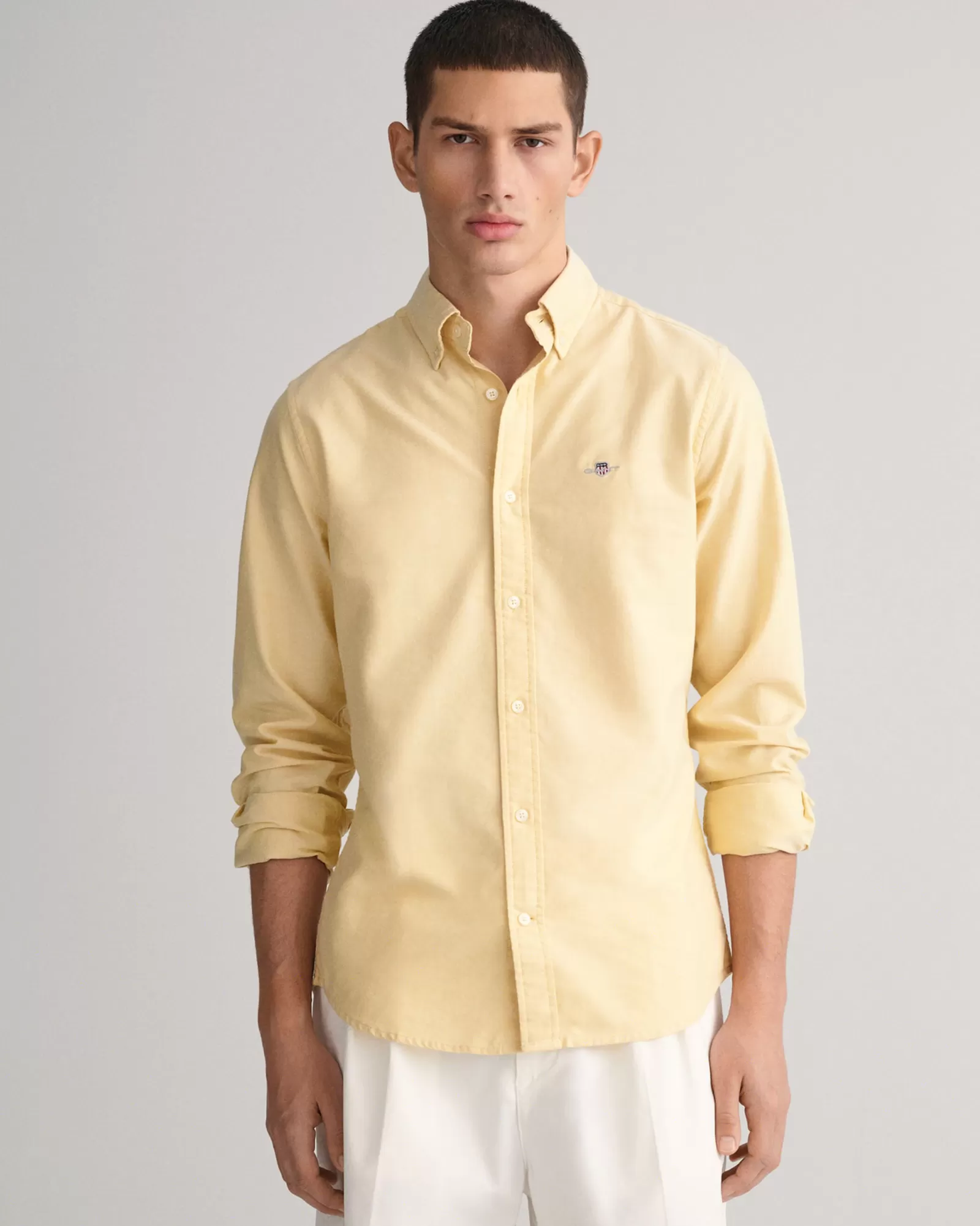 Men GANT Shirts*Slim Fit Oxford Shirt PARCHMENT YELLOW