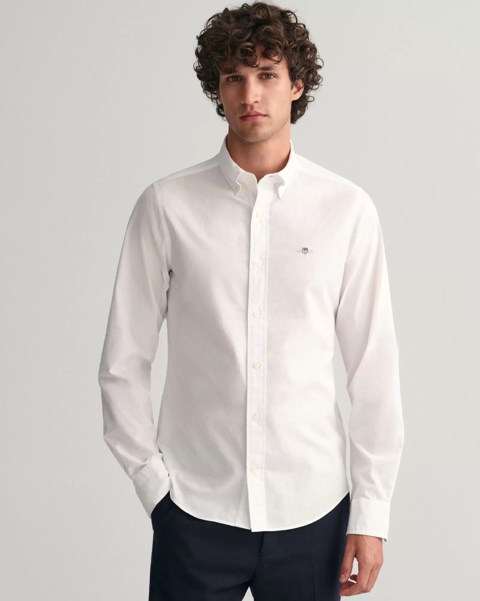 Men GANT Shirts*Slim Fit Poplin Shirt WHITE