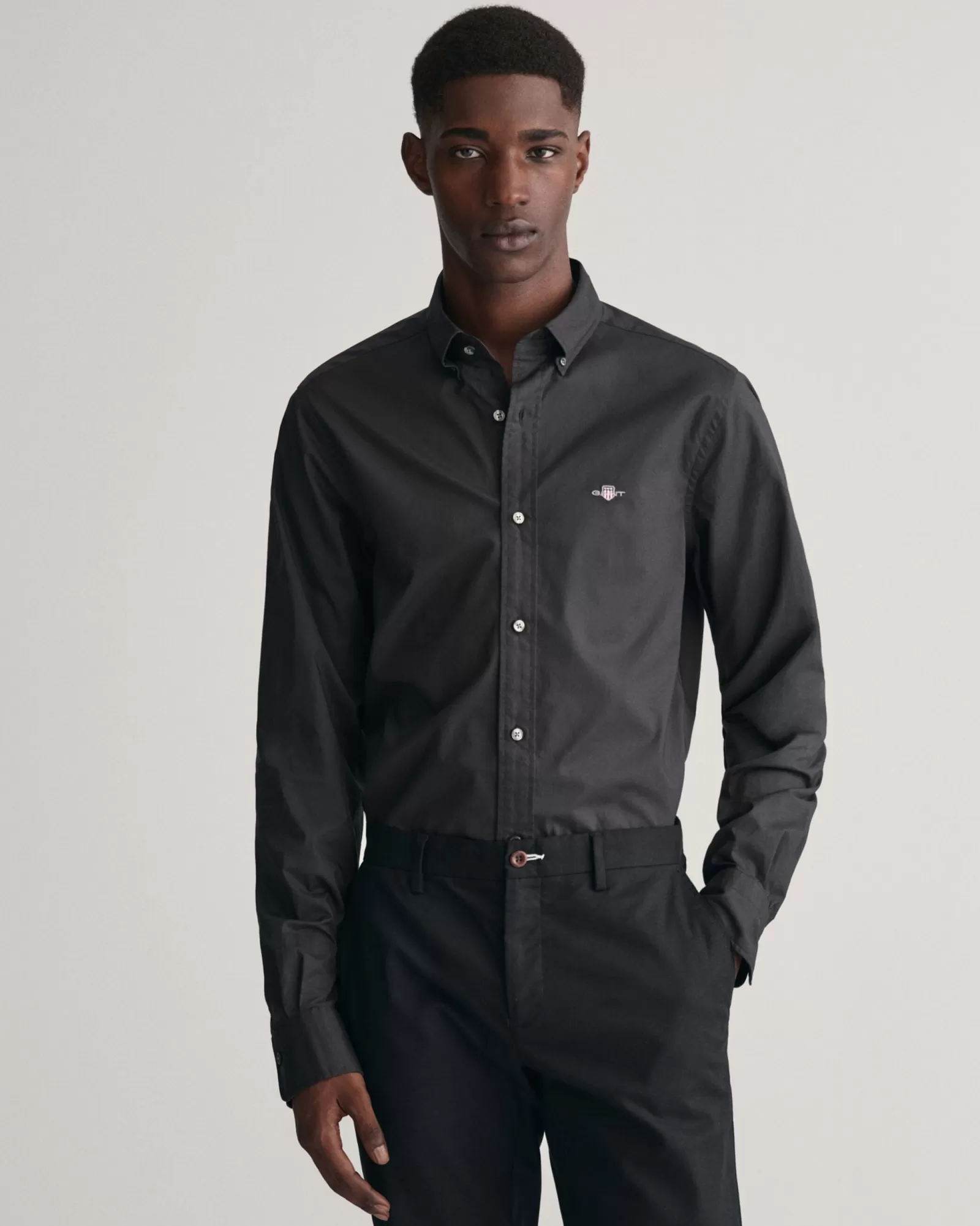 Men GANT Shirts*Slim Fit Poplin Shirt BLACK