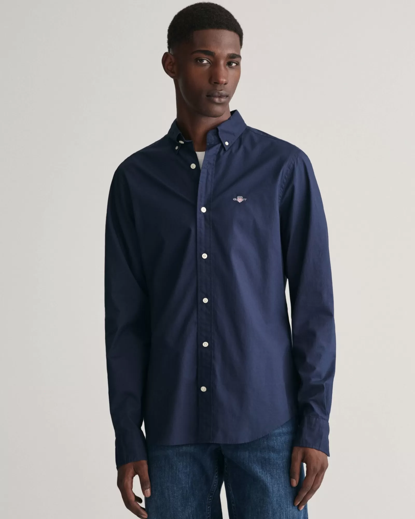 Men GANT Shirts*Slim Fit Poplin Shirt MARINE