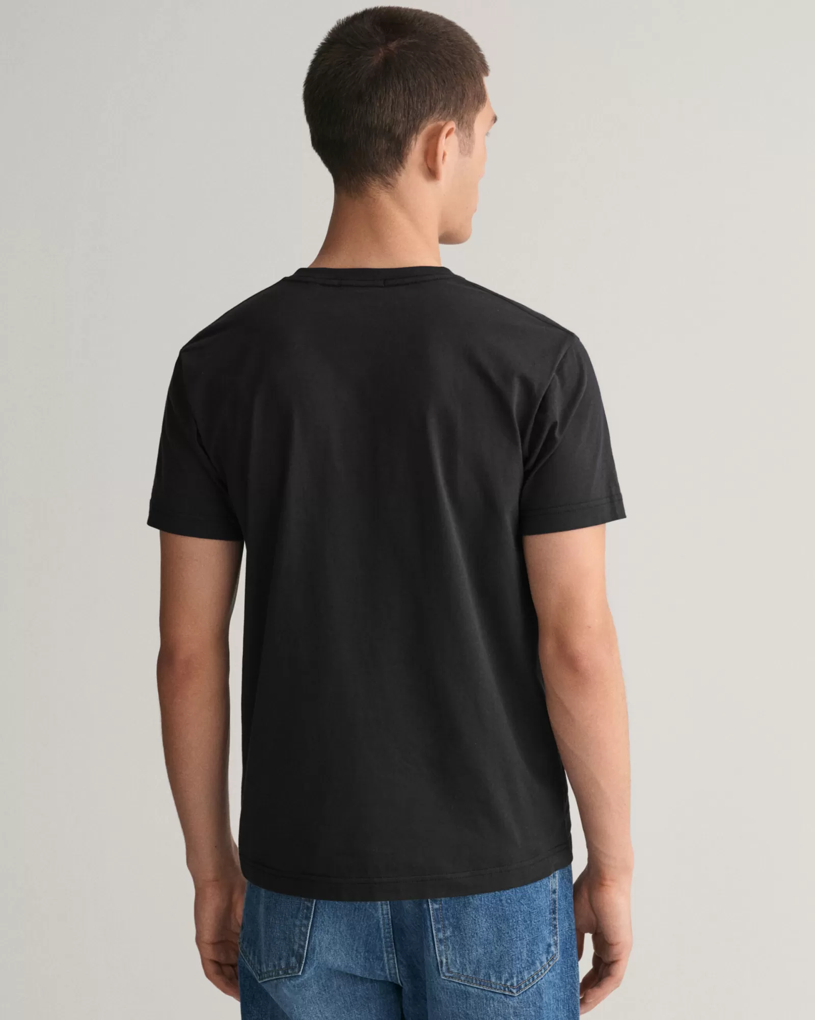 Men GANT T-Shirts*Slim Fit Shield V-Neck T-Shirt BLACK