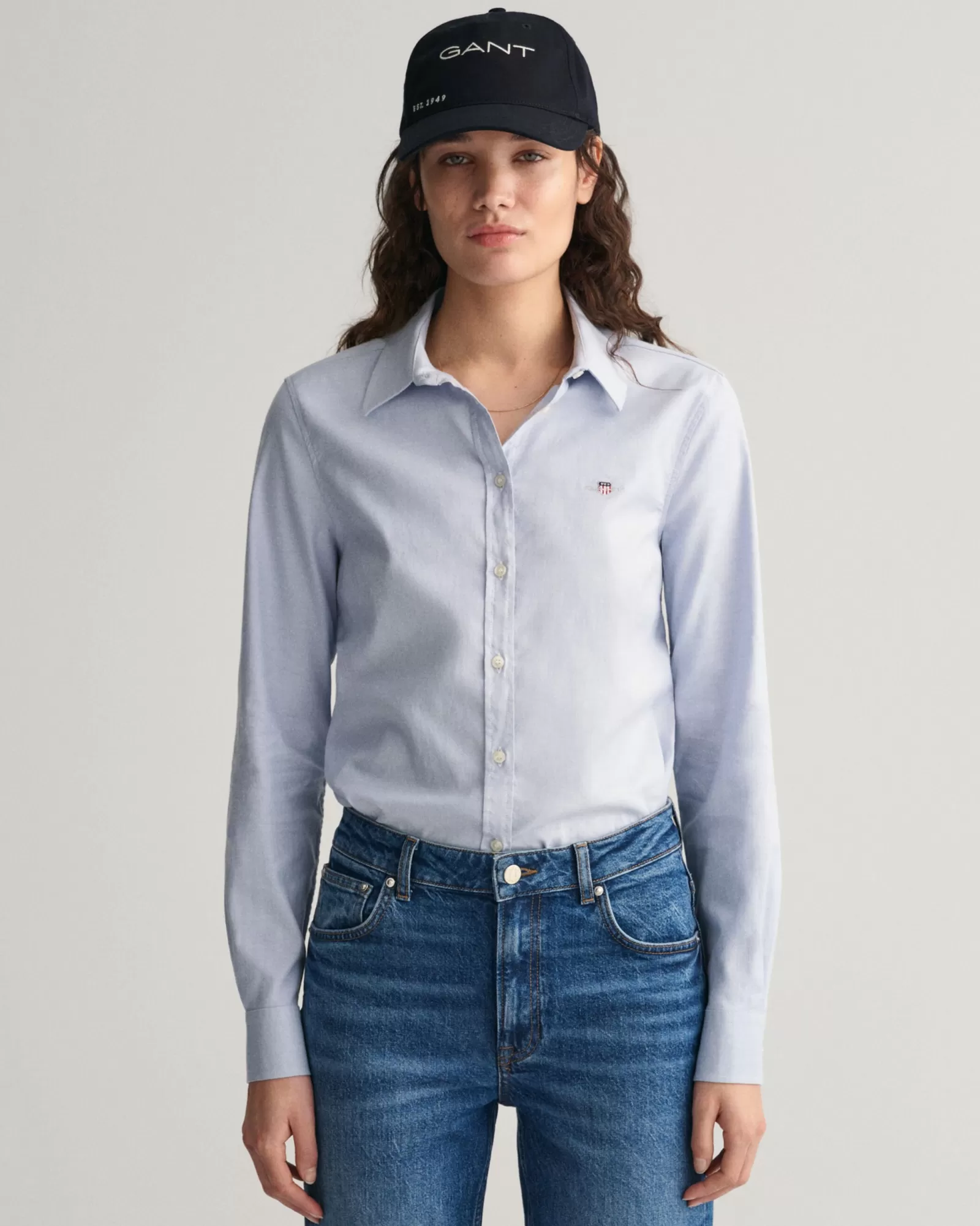 Women GANT Shirts*Slim Fit Stretch Oxford Shirt LIGHT BLUE