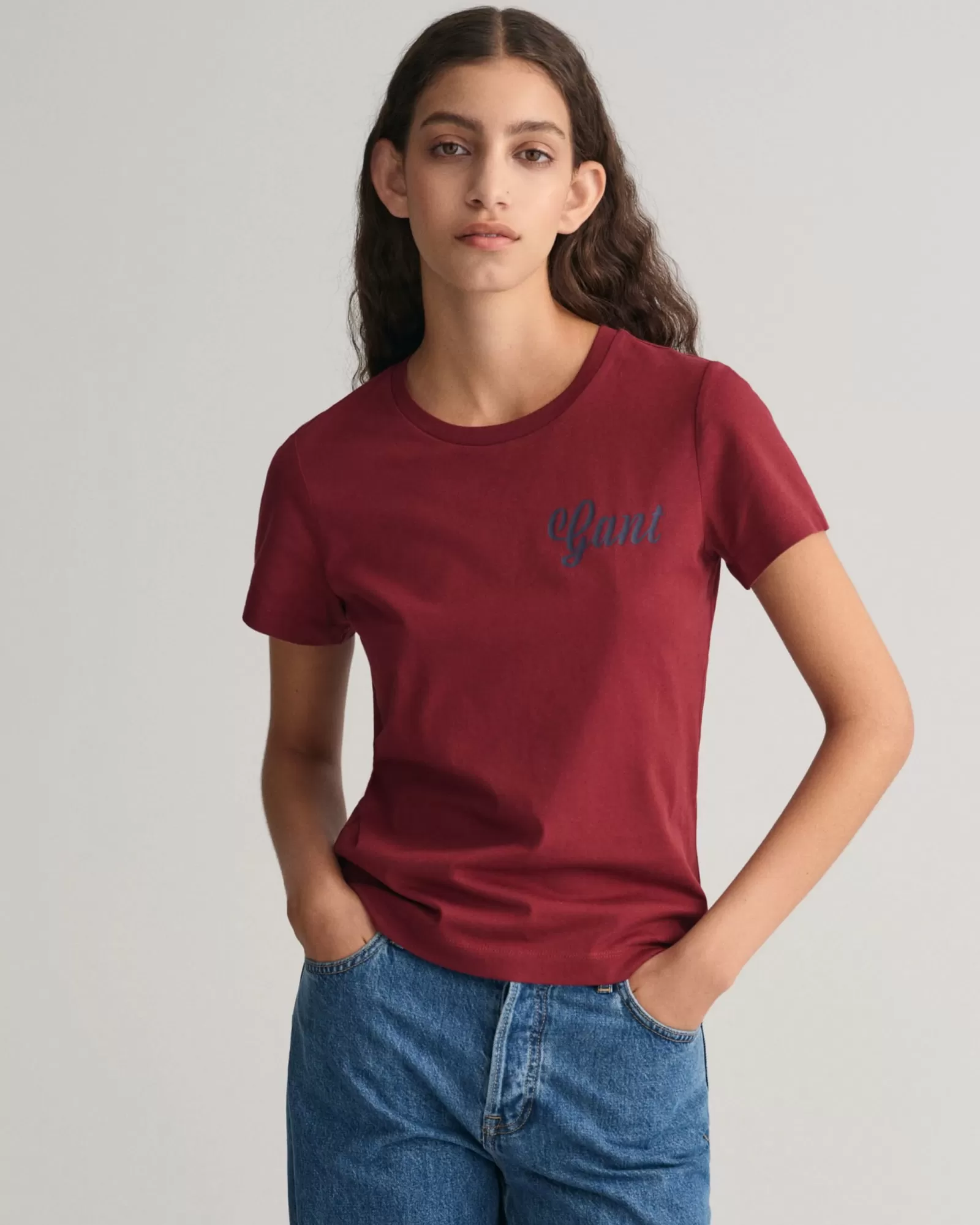 Women GANT T-Shirts & Tops*Small Graphic T-Shirt PLUMPED RED