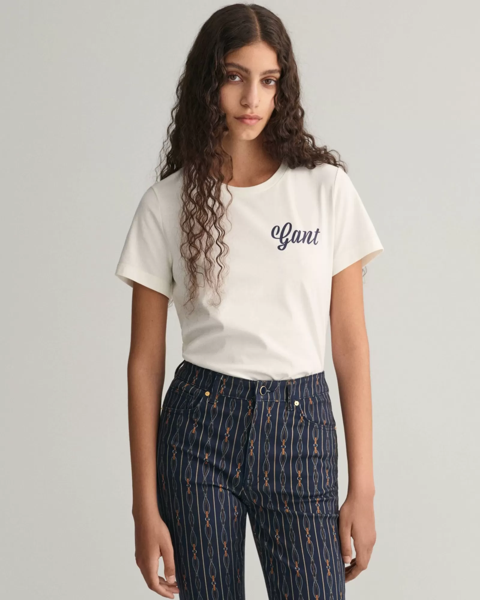 Women GANT T-Shirts & Tops*Small Graphic T-Shirt EGGSHELL