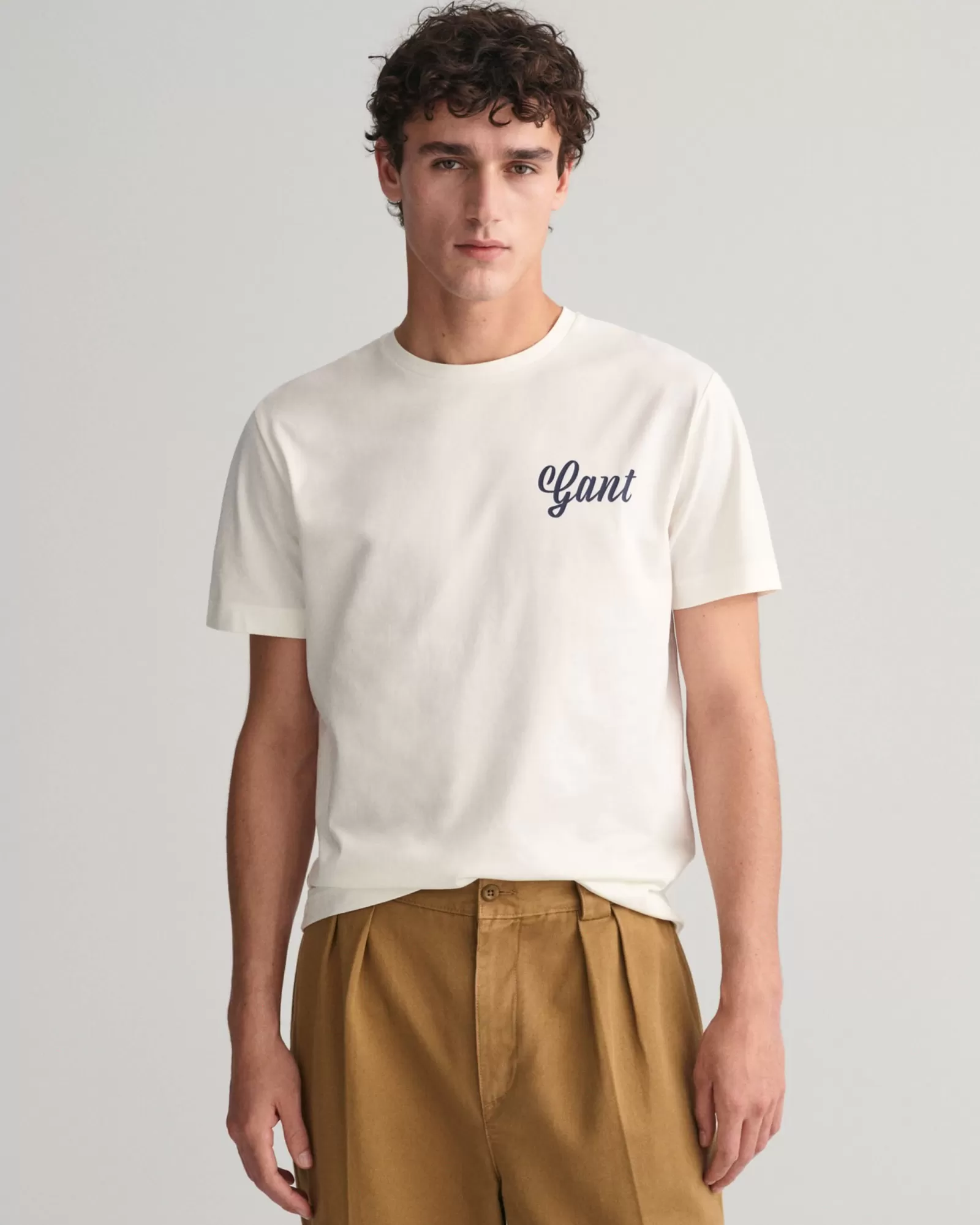 Men GANT T-Shirts*Small Graphic T-Shirt EGGSHELL