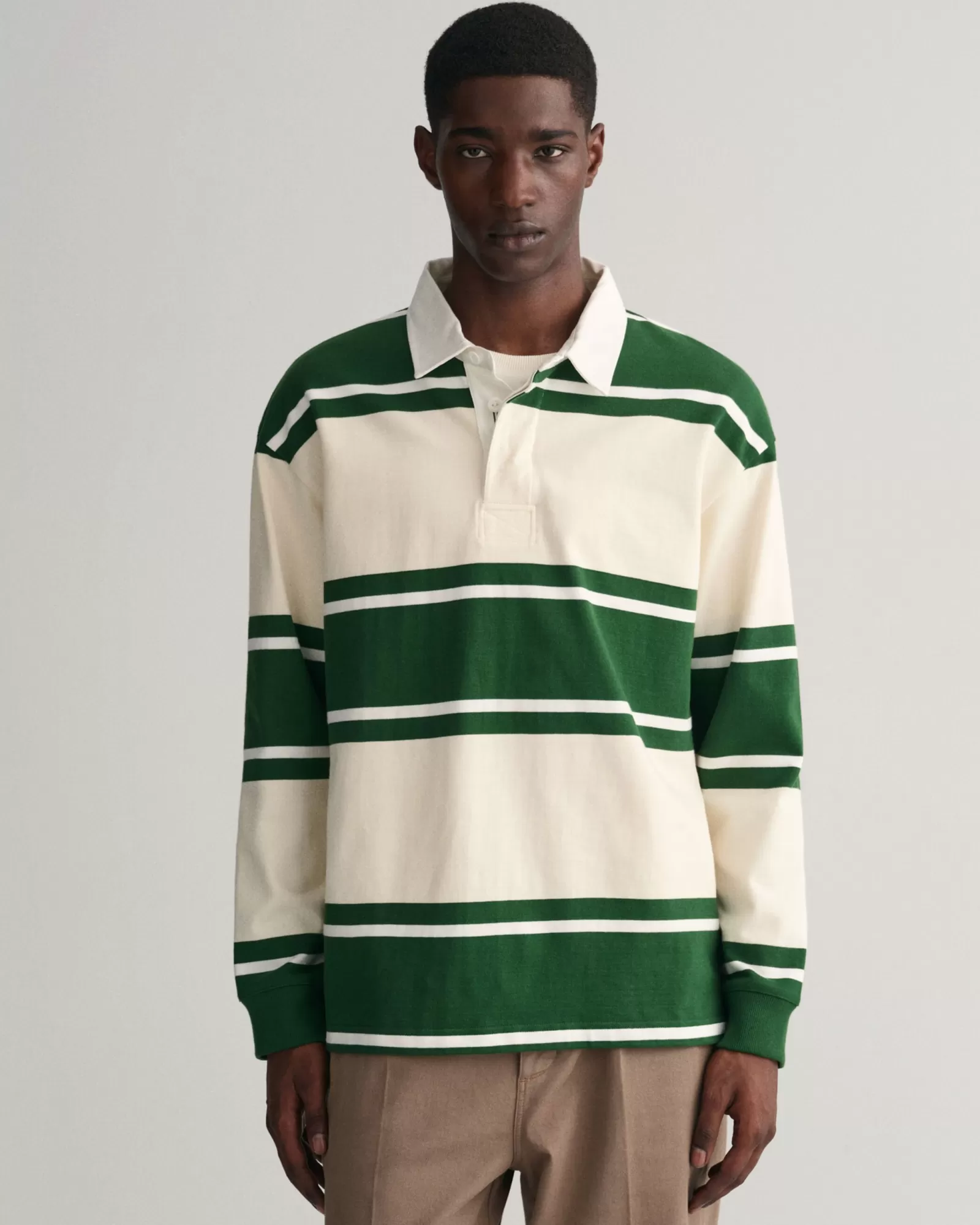 Men GANT Polos & Heavy Ruggers*Striped Heavy Rugger STRONG GREEN