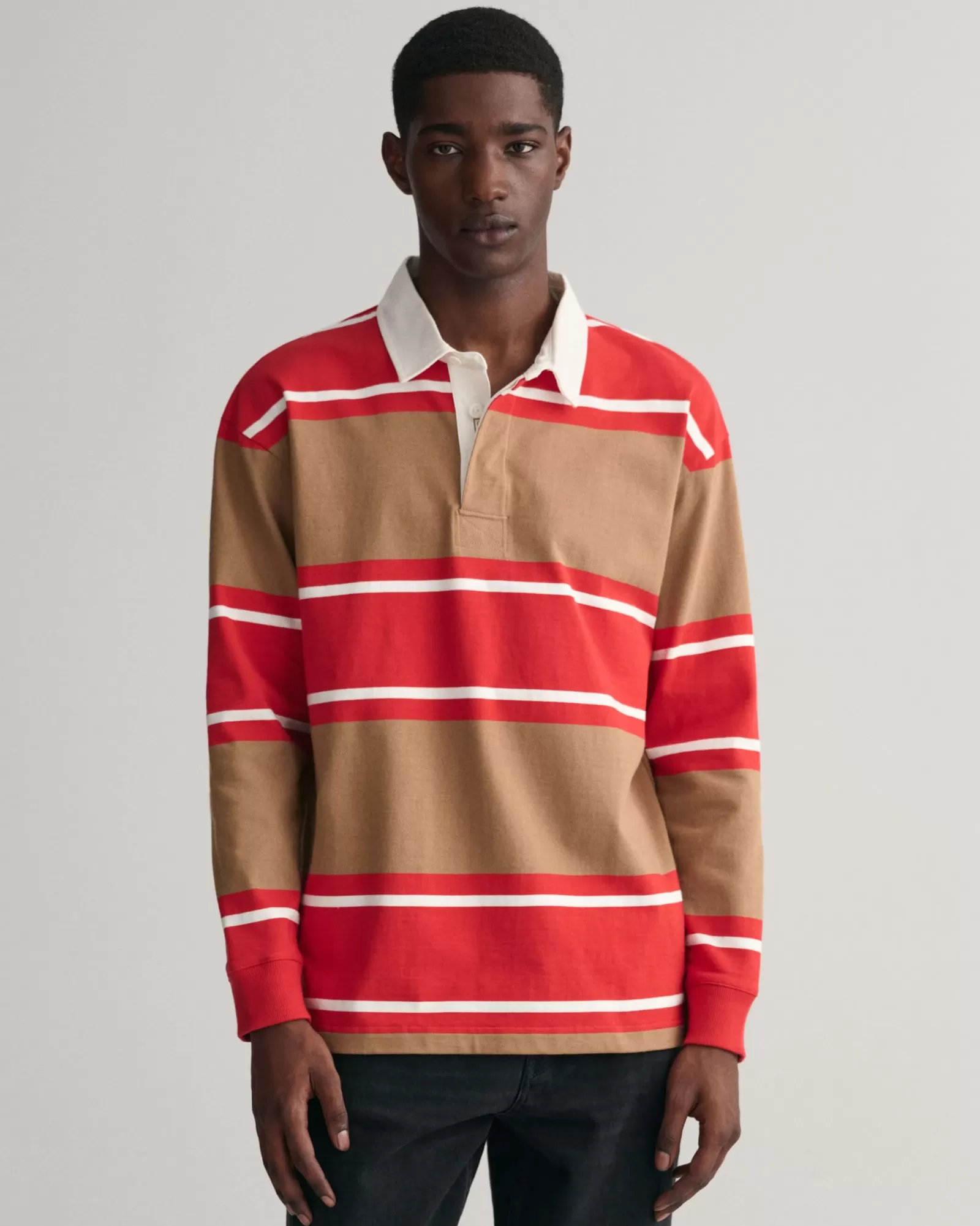 Men GANT Polos & Heavy Ruggers*Striped Heavy Rugger WARM KHAKI