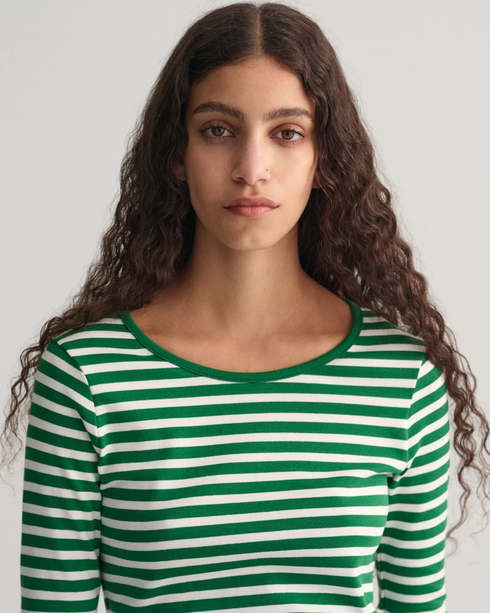 Women GANT T-Shirts & Tops*Striped Rib Long Sleeve T-Shirt LAVISH GREEN