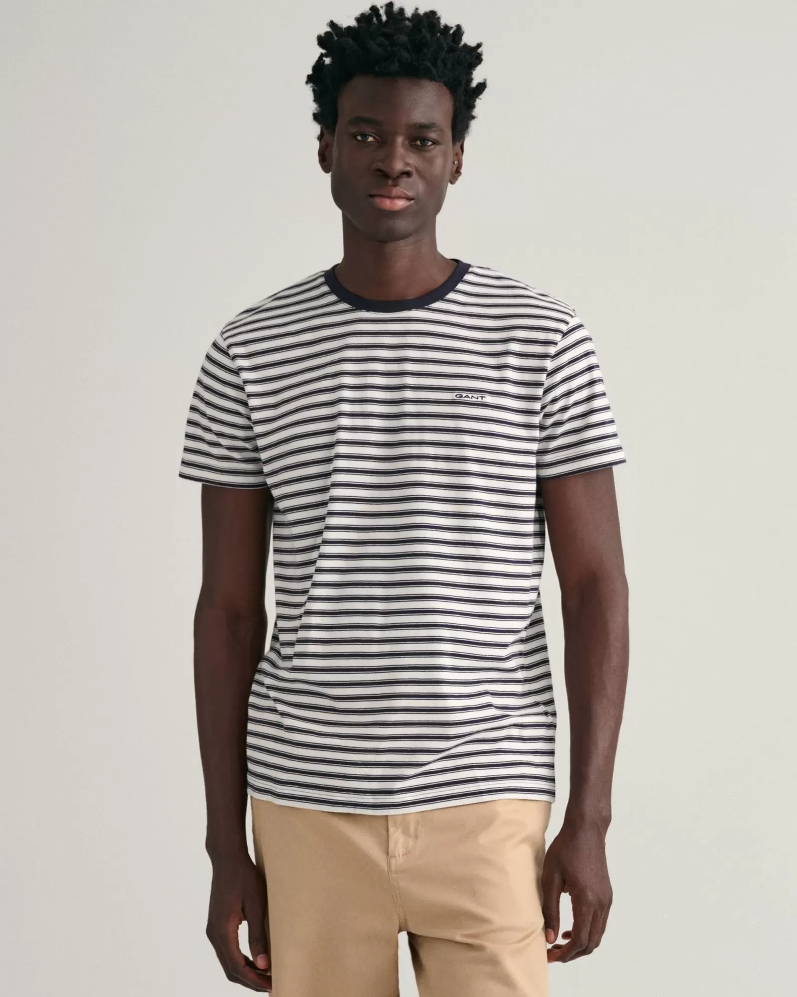 Men GANT T-Shirts*Striped T-Shirt EVENING BLUE