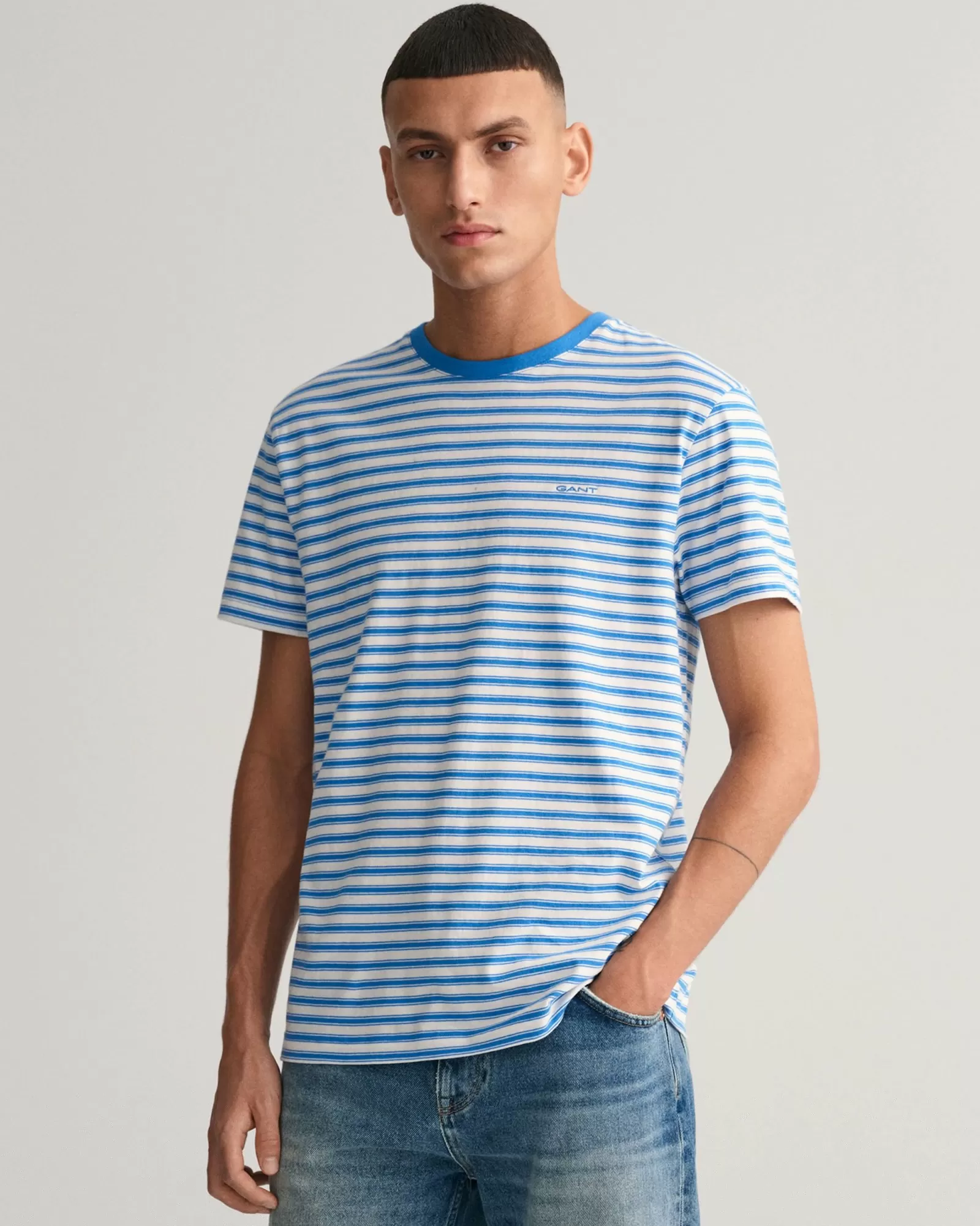 Men GANT T-Shirts*Striped T-Shirt DAY BLUE