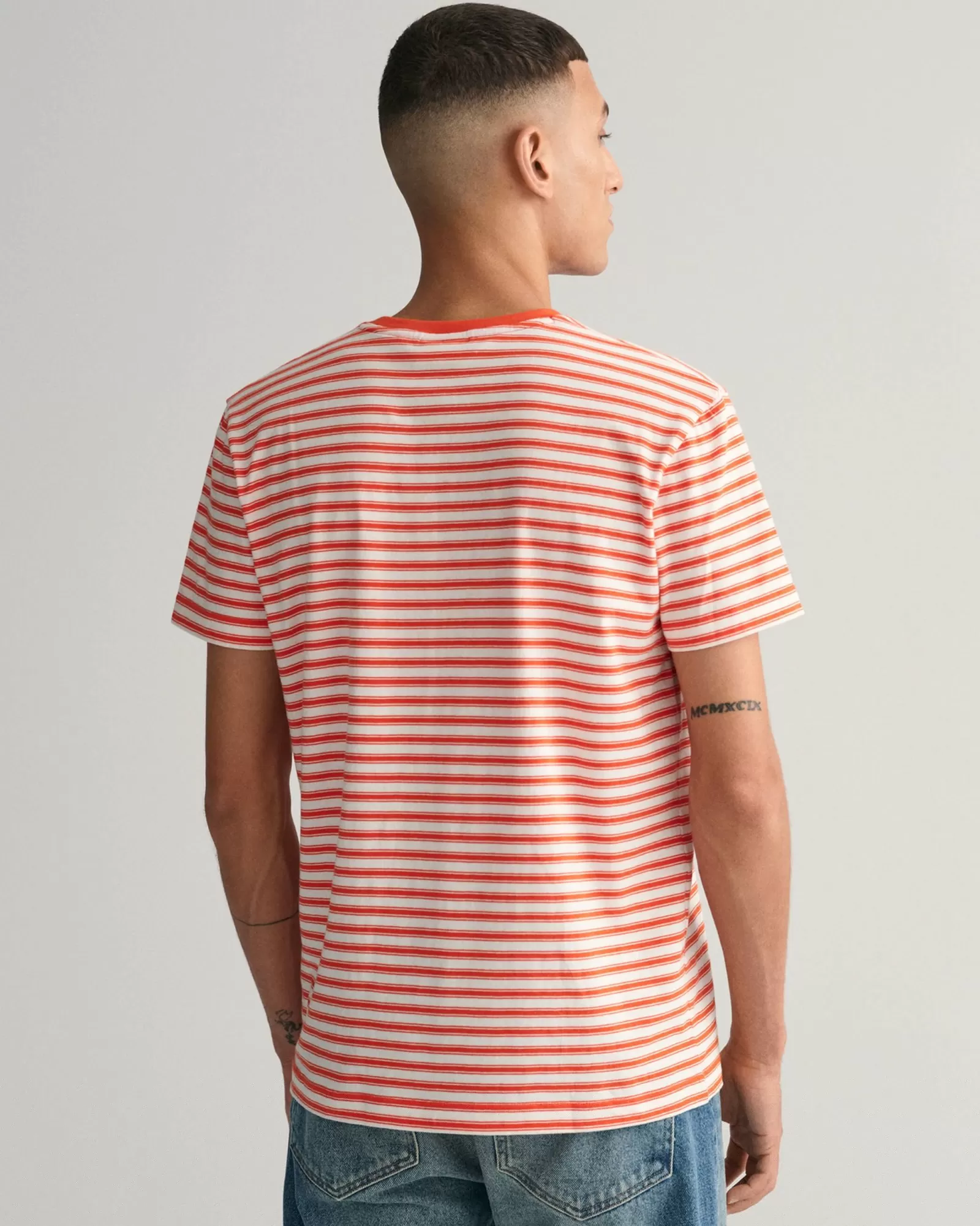 Men GANT T-Shirts*Striped T-Shirt GRAPEFRUIT ORANGE