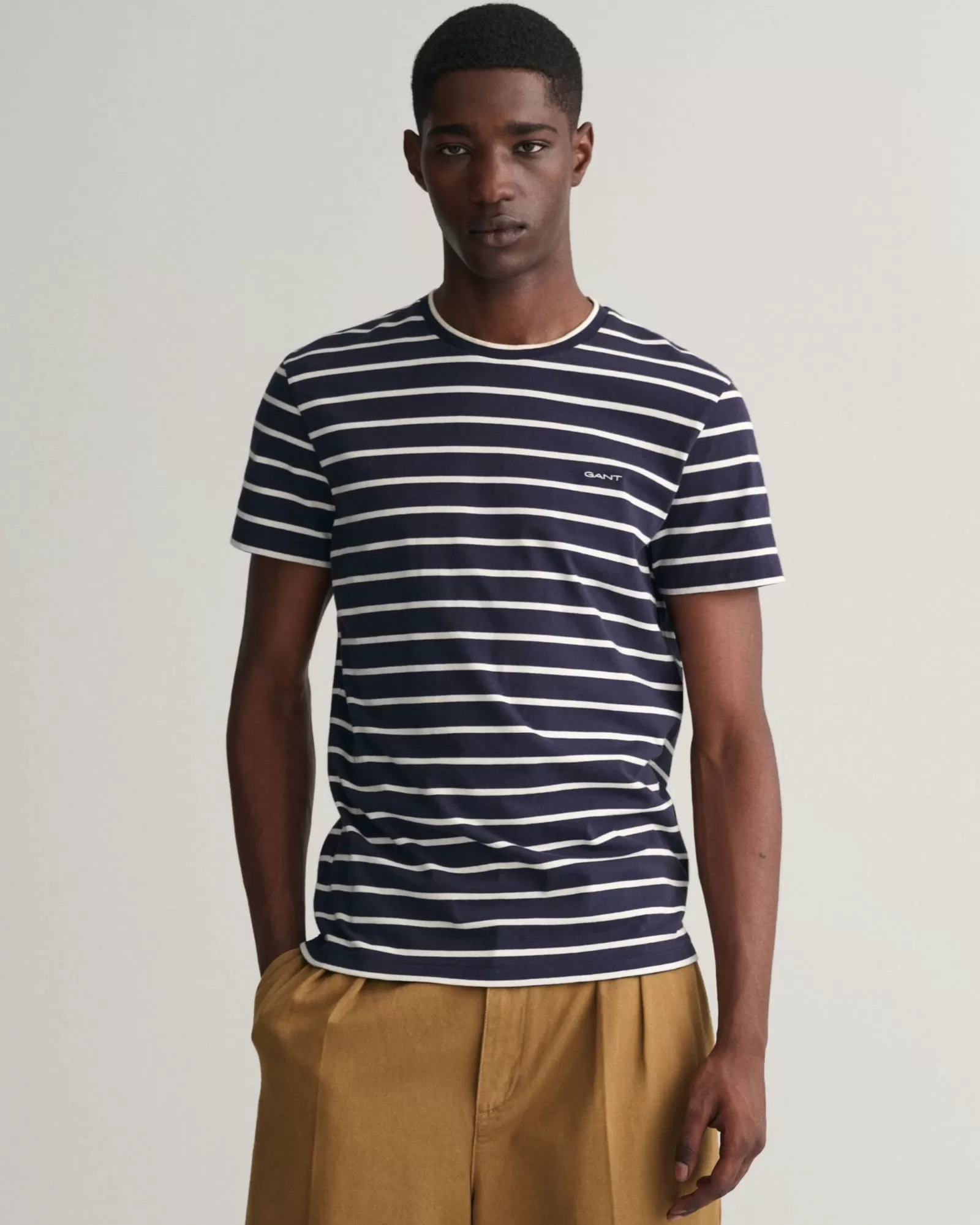 Men GANT T-Shirts*Striped T-Shirt EGGSHELL