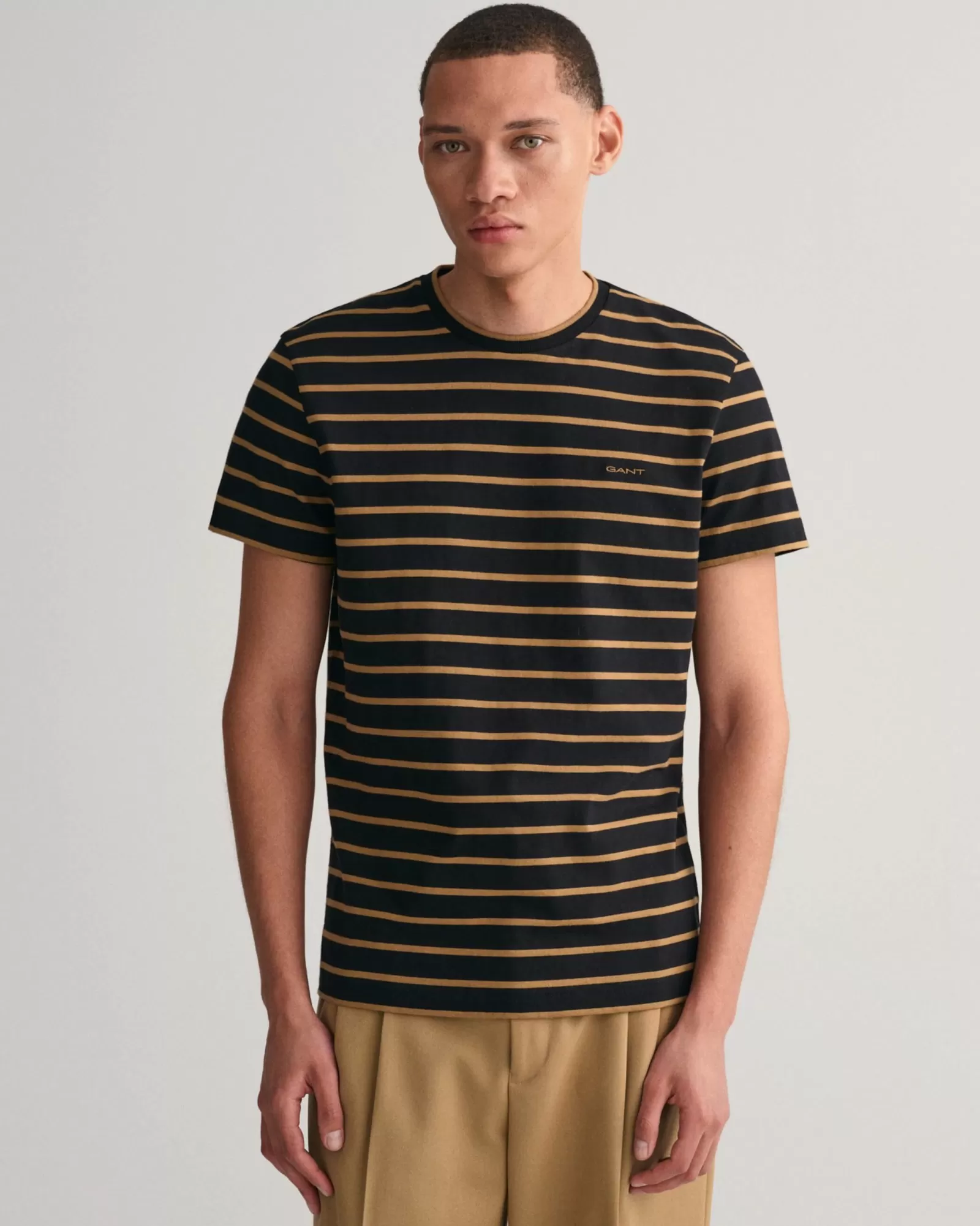 Men GANT T-Shirts*Striped T-Shirt BLACK