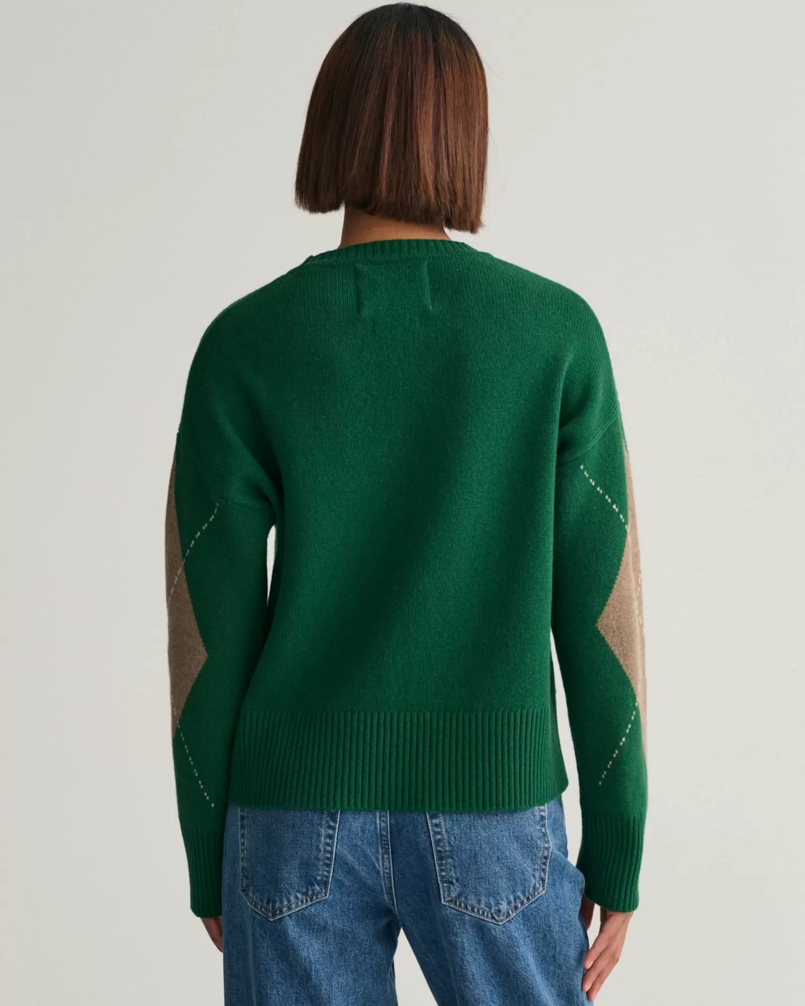 Women GANT Knitwear*Superfine Argyle Crew Neck Sweater LAVISH GREEN