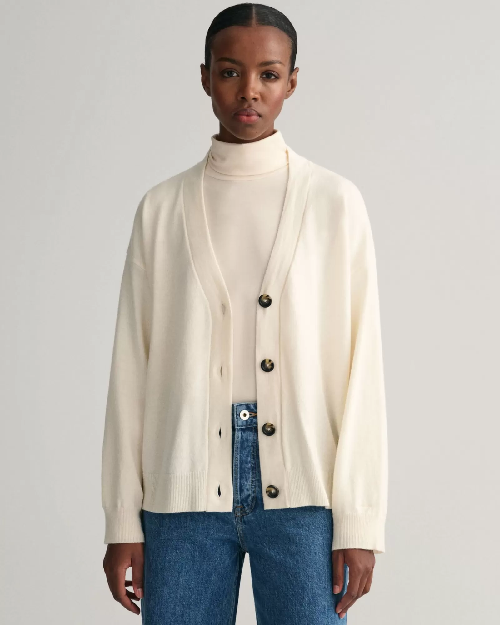 Women GANT Knitwear*Superfine Lambswool Cardigan CREAM