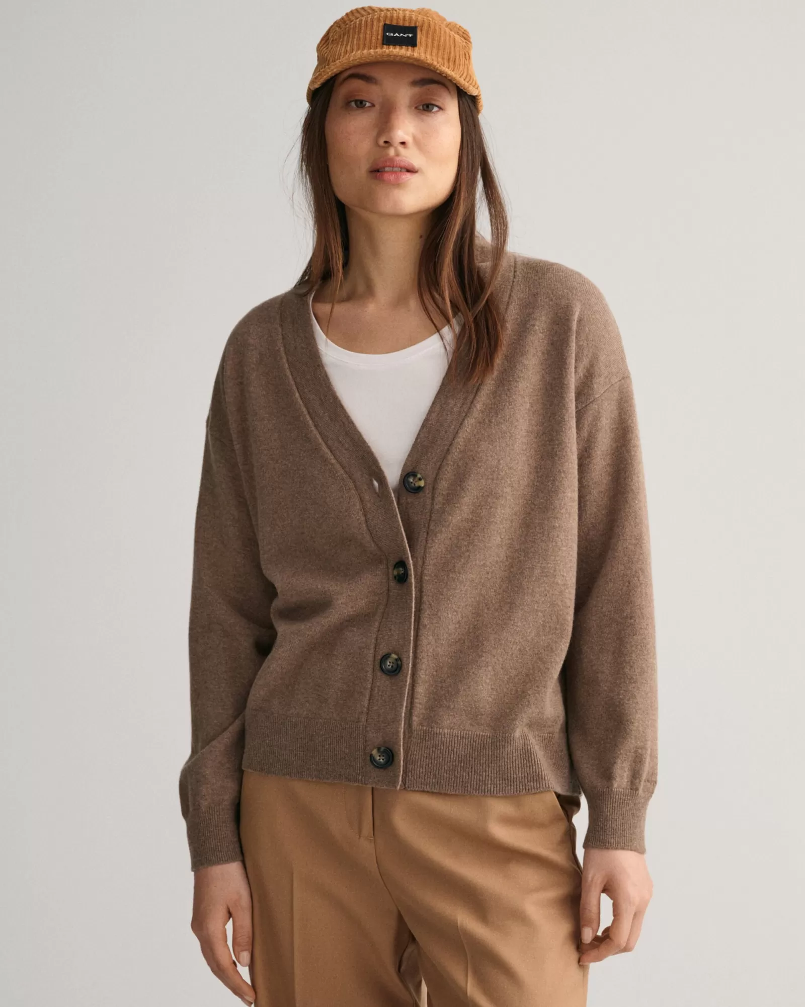 Women GANT Knitwear*Superfine Lambswool Cardigan MOLE BROWN