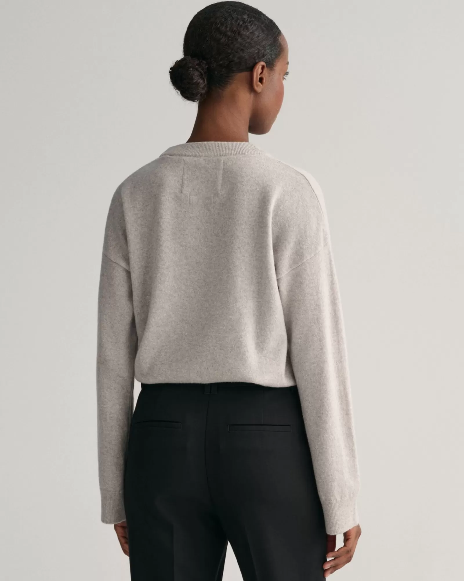 Women GANT Knitwear*Superfine Lambswool Crew Neck Sweater LIGHT GREY MELANGE