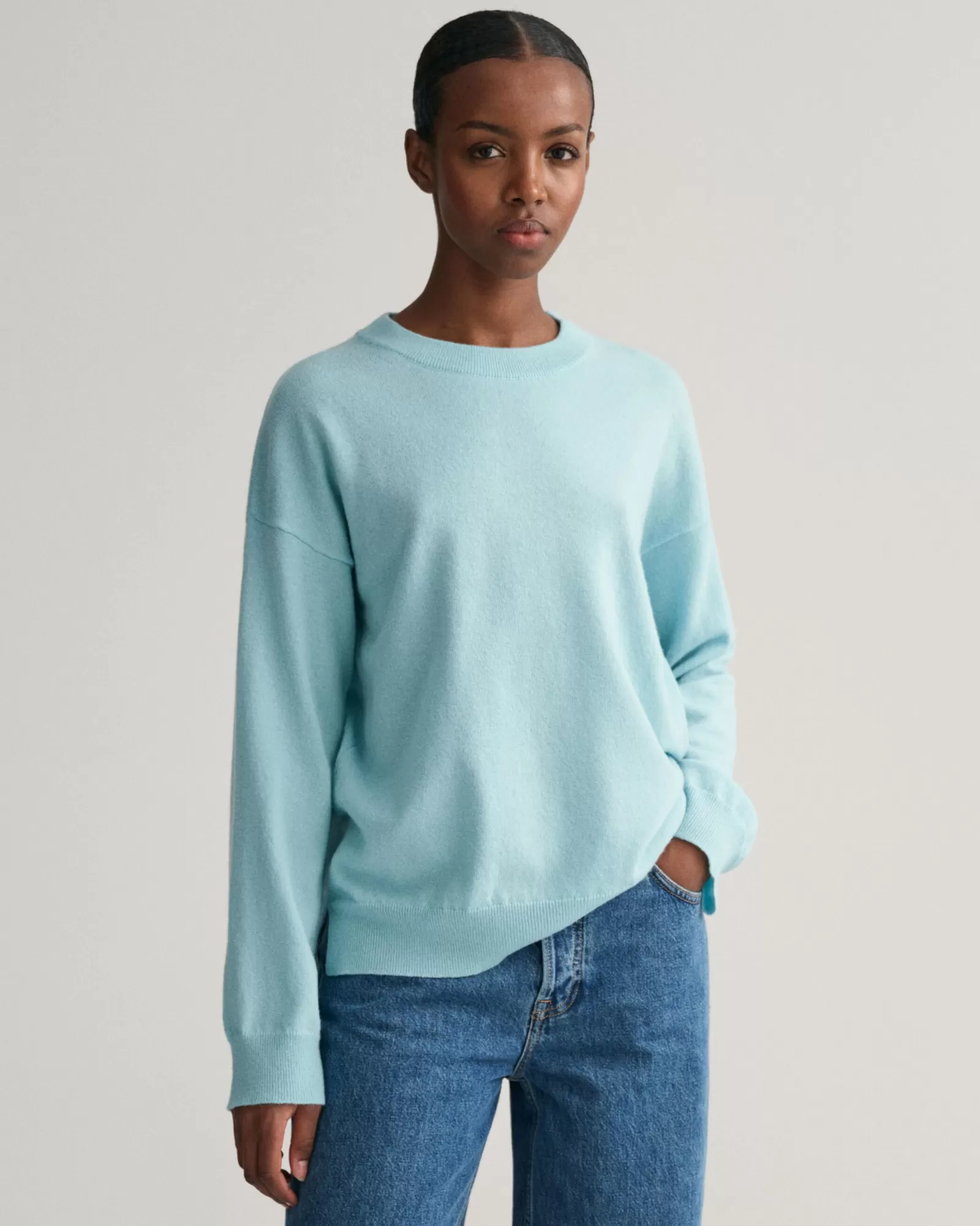 Women GANT Knitwear*Superfine Lambswool Crew Neck Sweater DUSTY TURQUOISE