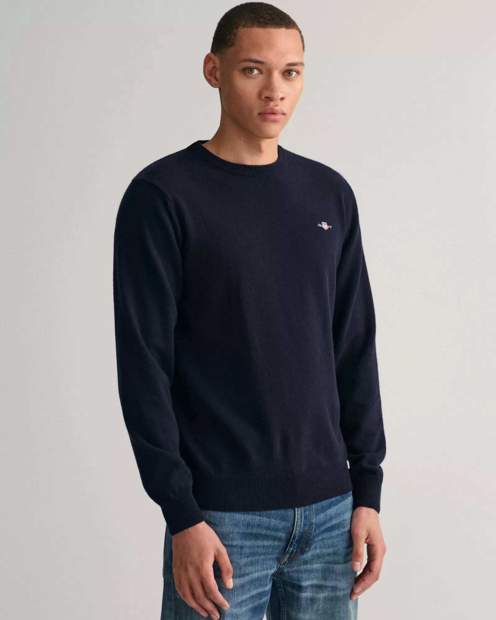 Men GANT Knitwear*Superfine Lambswool Crew Neck Sweater MARINE