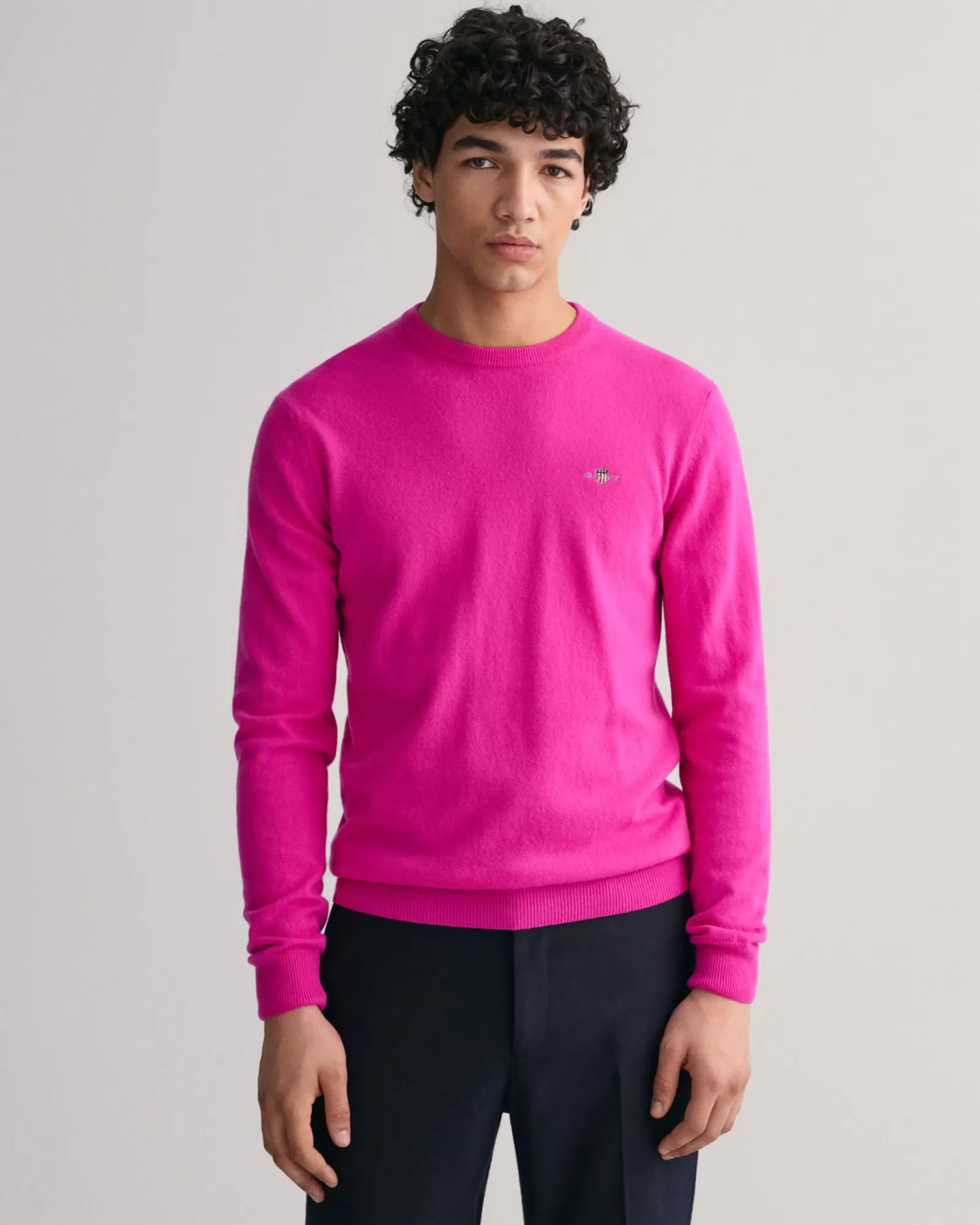 Men GANT Knitwear*Superfine Lambswool Crew Neck Sweater BARLEY PINK