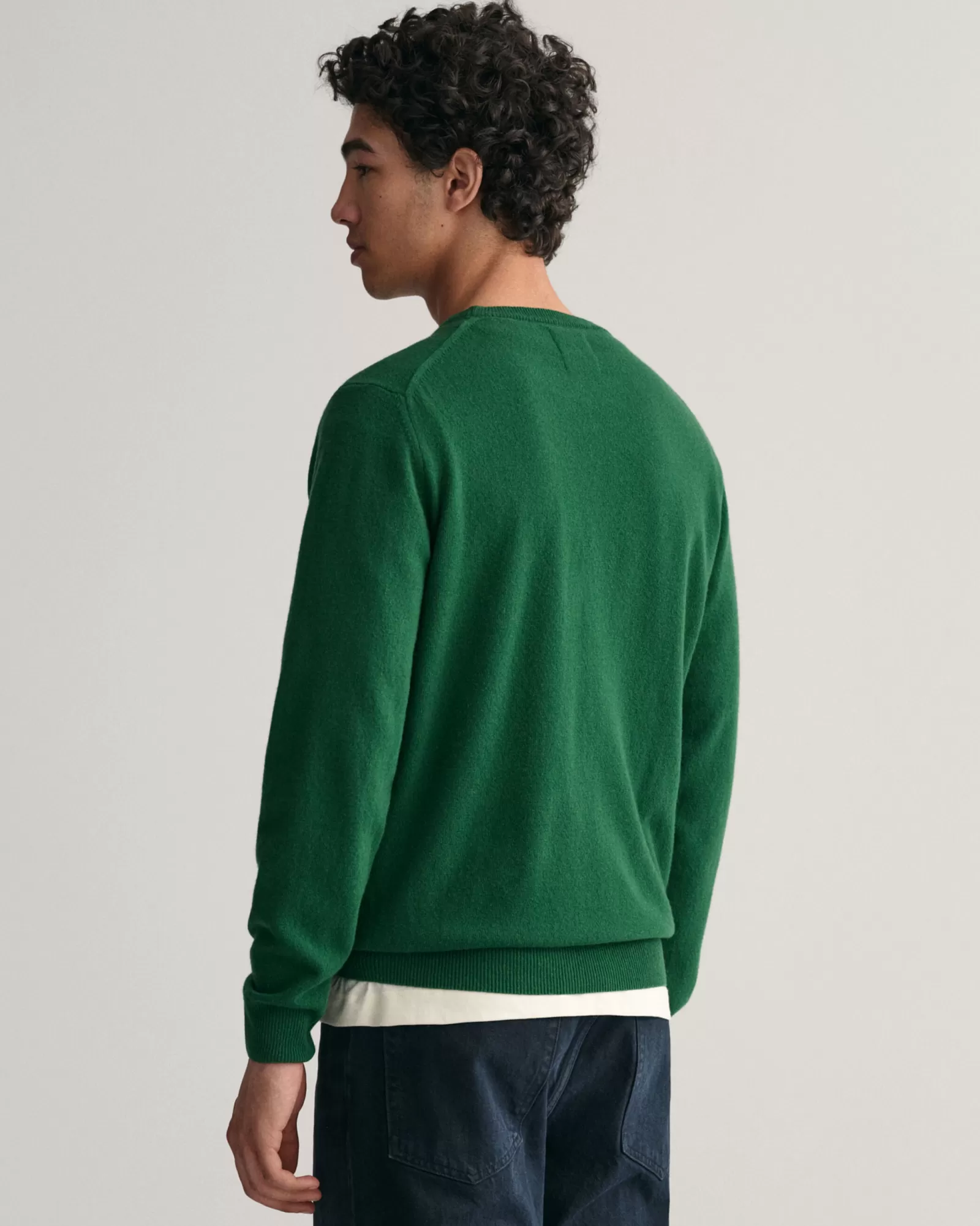 Men GANT Knitwear*Superfine Lambswool Crew Neck Sweater FOREST GREEN