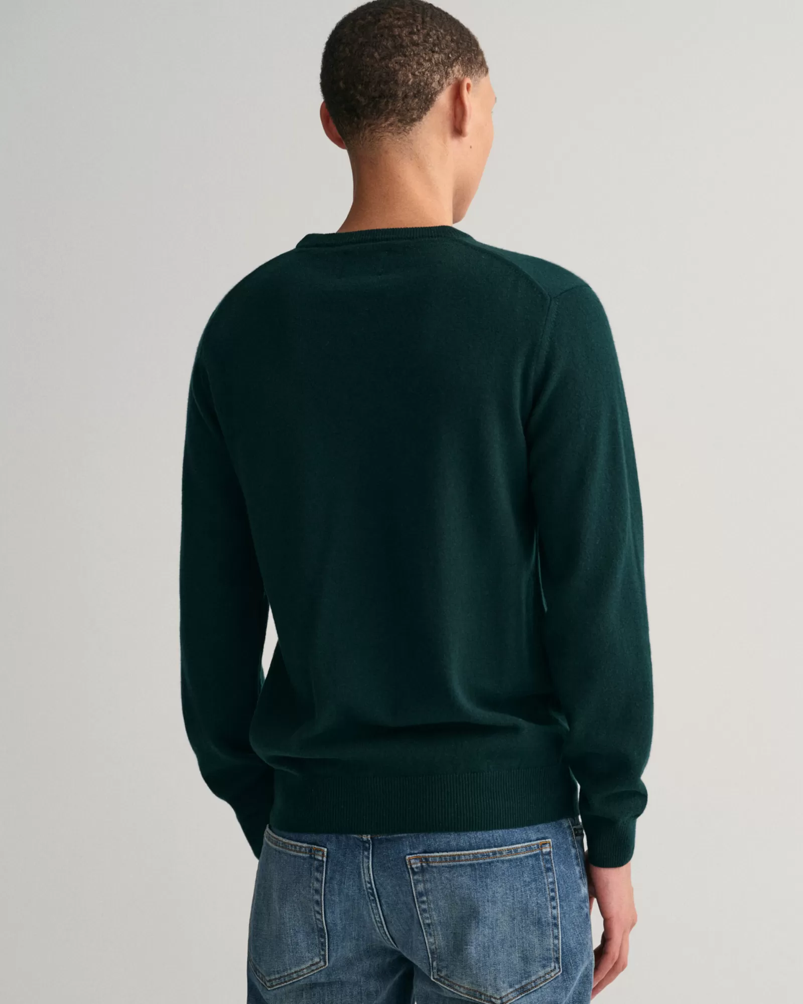 Men GANT Knitwear*Superfine Lambswool Crew Neck Sweater TARTAN GREEN