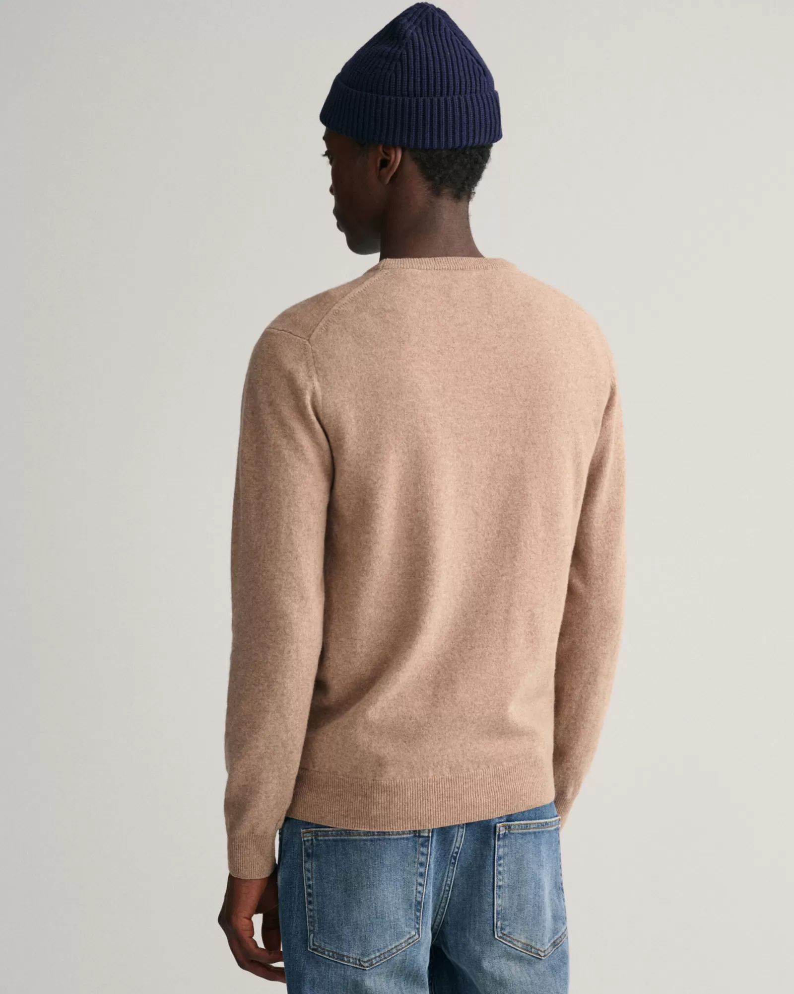 Men GANT Knitwear*Superfine Lambswool Crew Neck Sweater DK SAND MELANGE