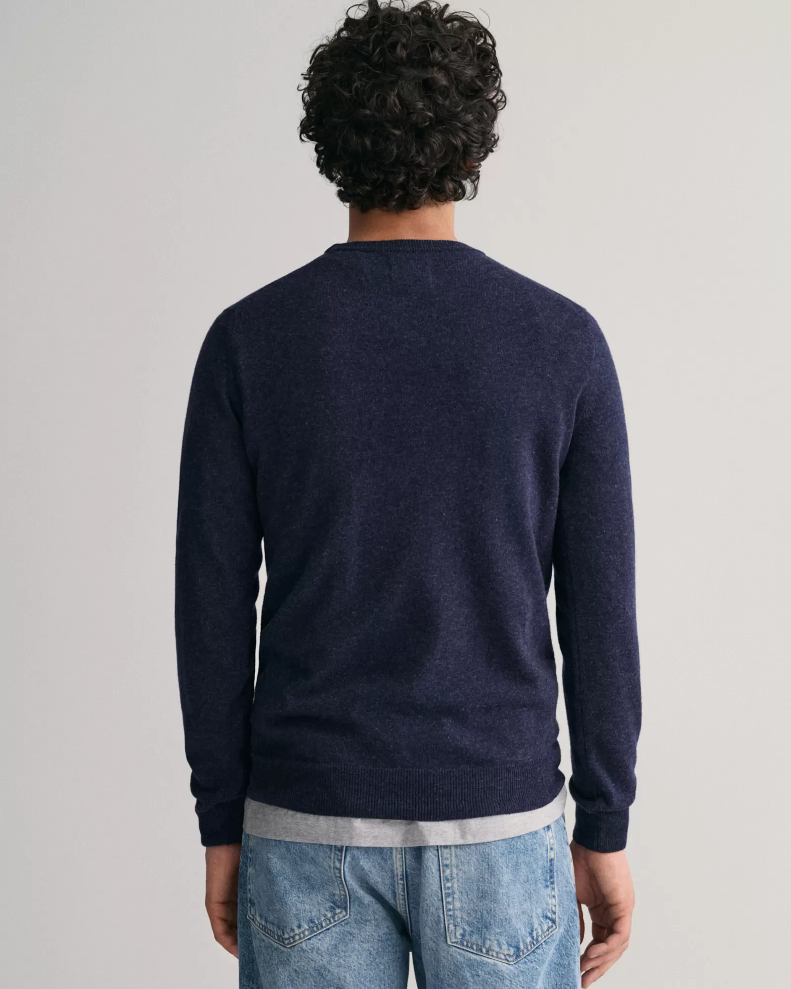 Men GANT Knitwear*Superfine Lambswool Crew Neck Sweater DARK NAVY MELANGE