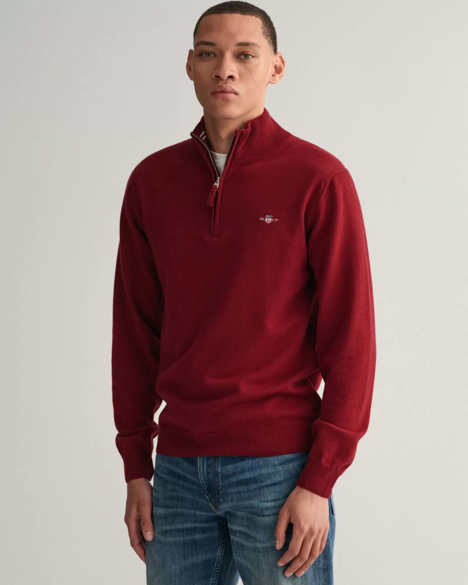 Men GANT Knitwear*Superfine Lambswool Half-Zip Sweater PORT RED