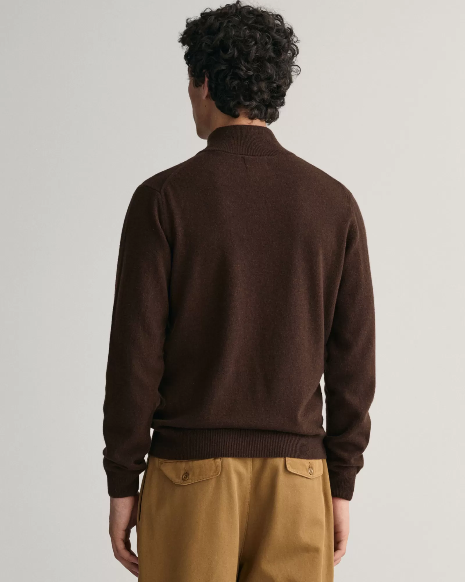 Men GANT Knitwear*Superfine Lambswool Half-Zip Sweater DARK BROWN MELANGE