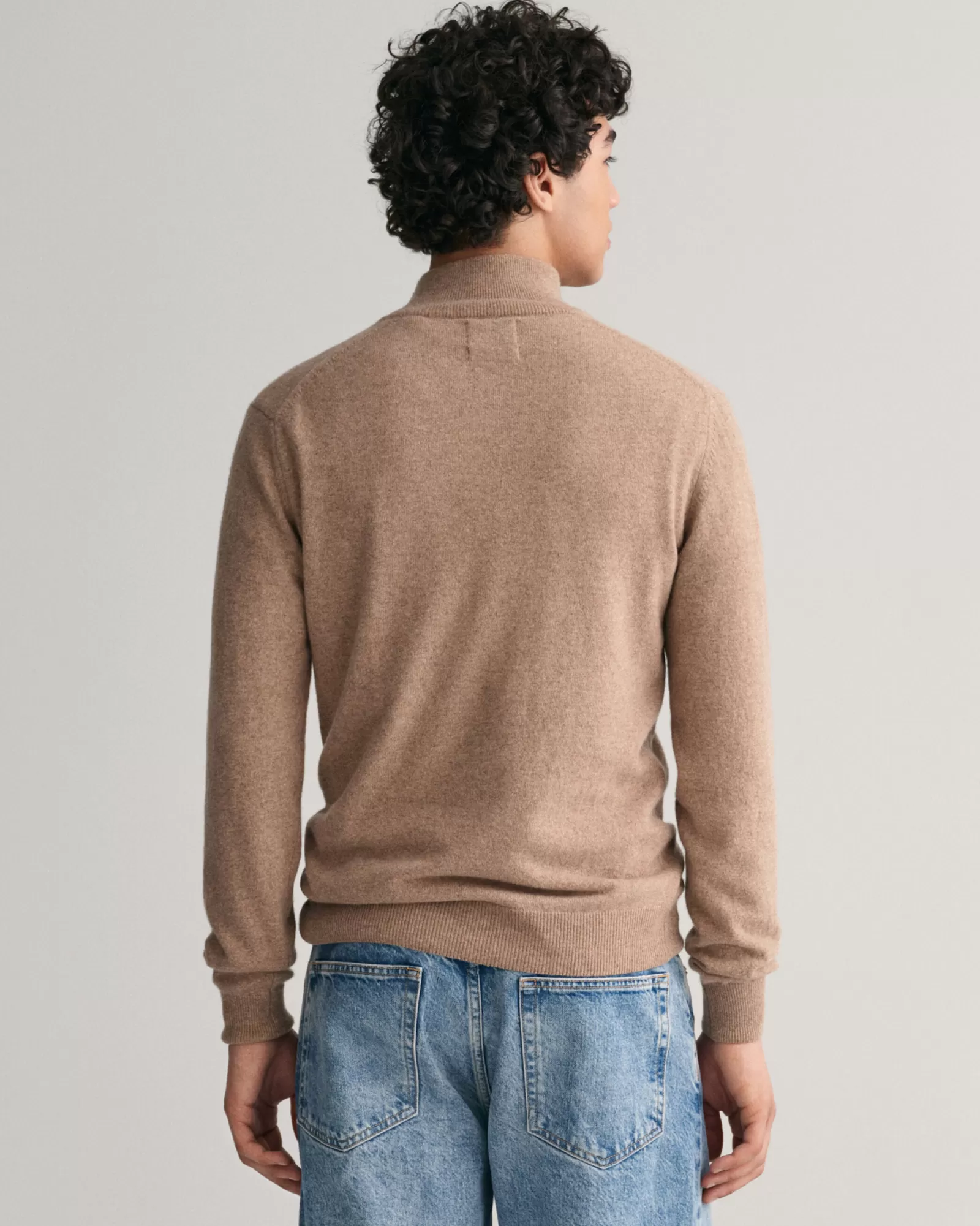 Men GANT Knitwear*Superfine Lambswool Half-Zip Sweater DK SAND MELANGE