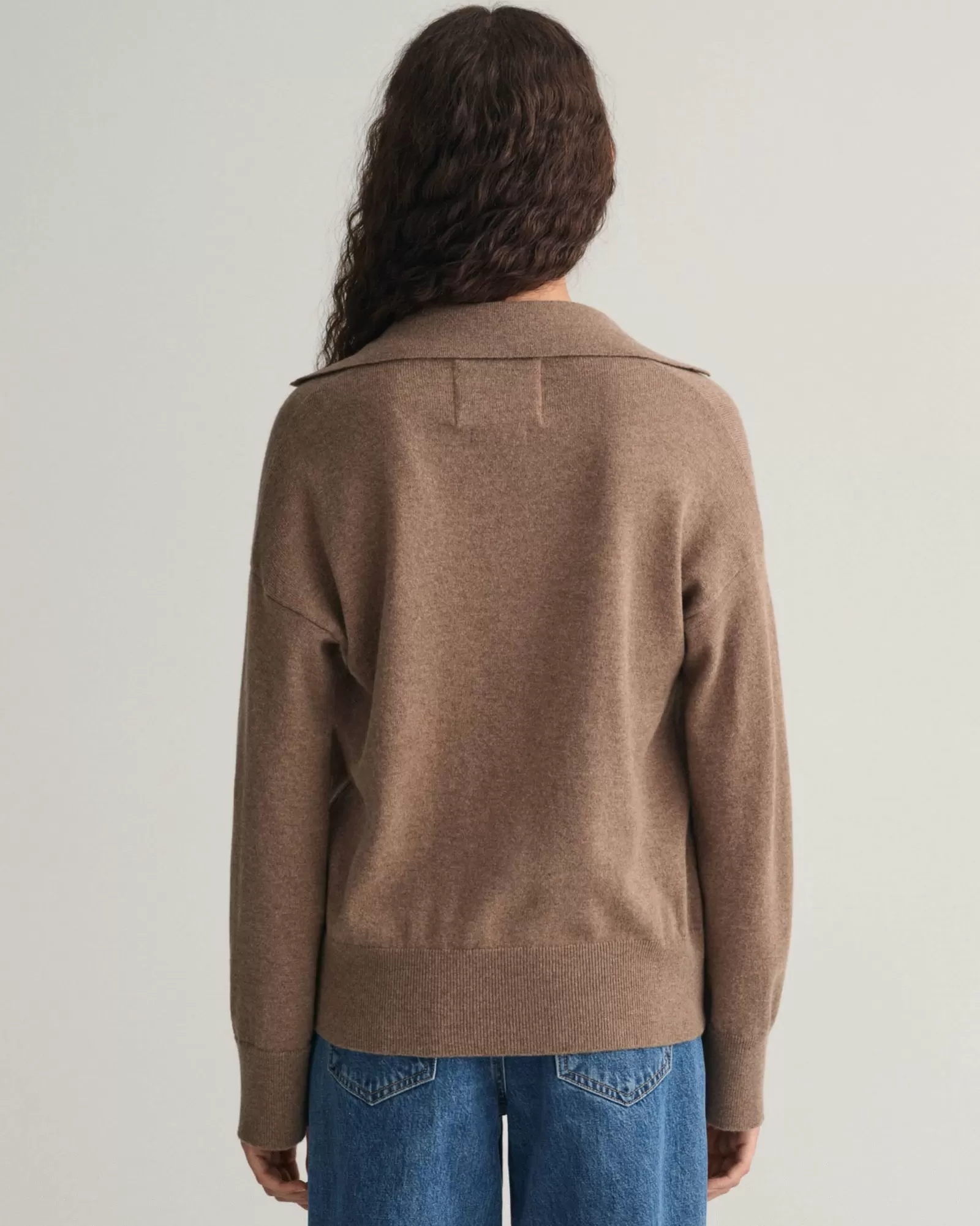 Women GANT Knitwear | Polos & Ruggers*Superfine Lambswool Rugger MOLE BROWN