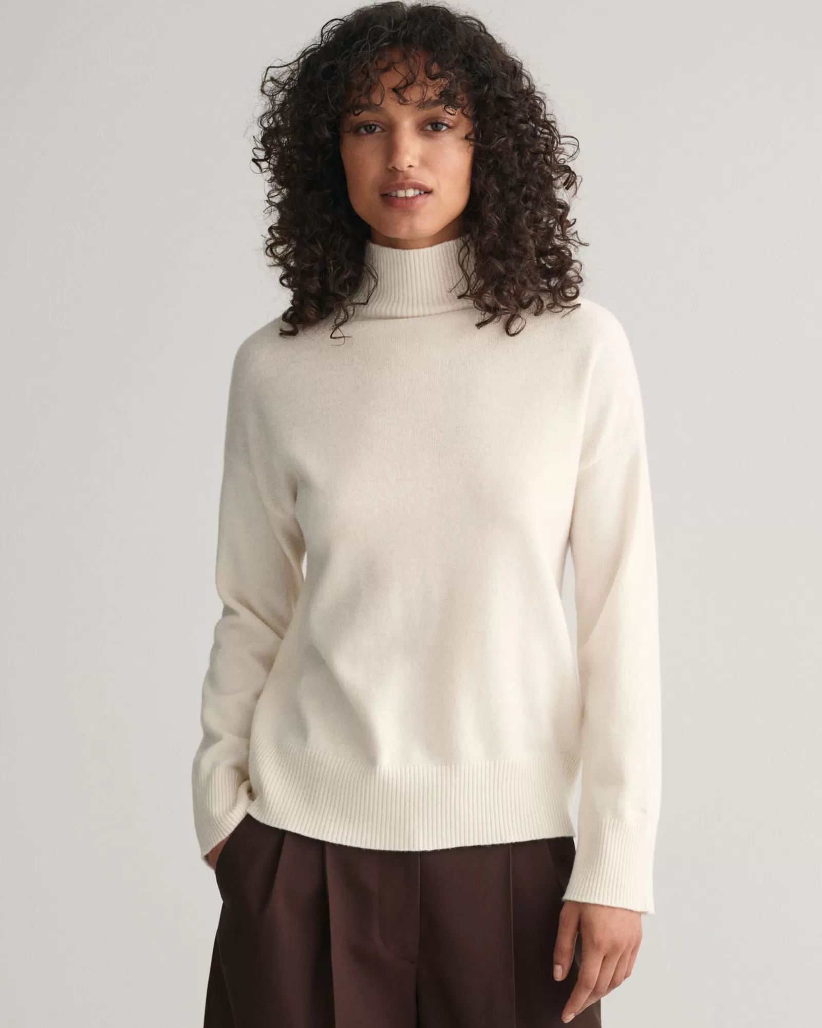 Women GANT Knitwear*Superfine Lambswool Stand Collar Sweater CREAM