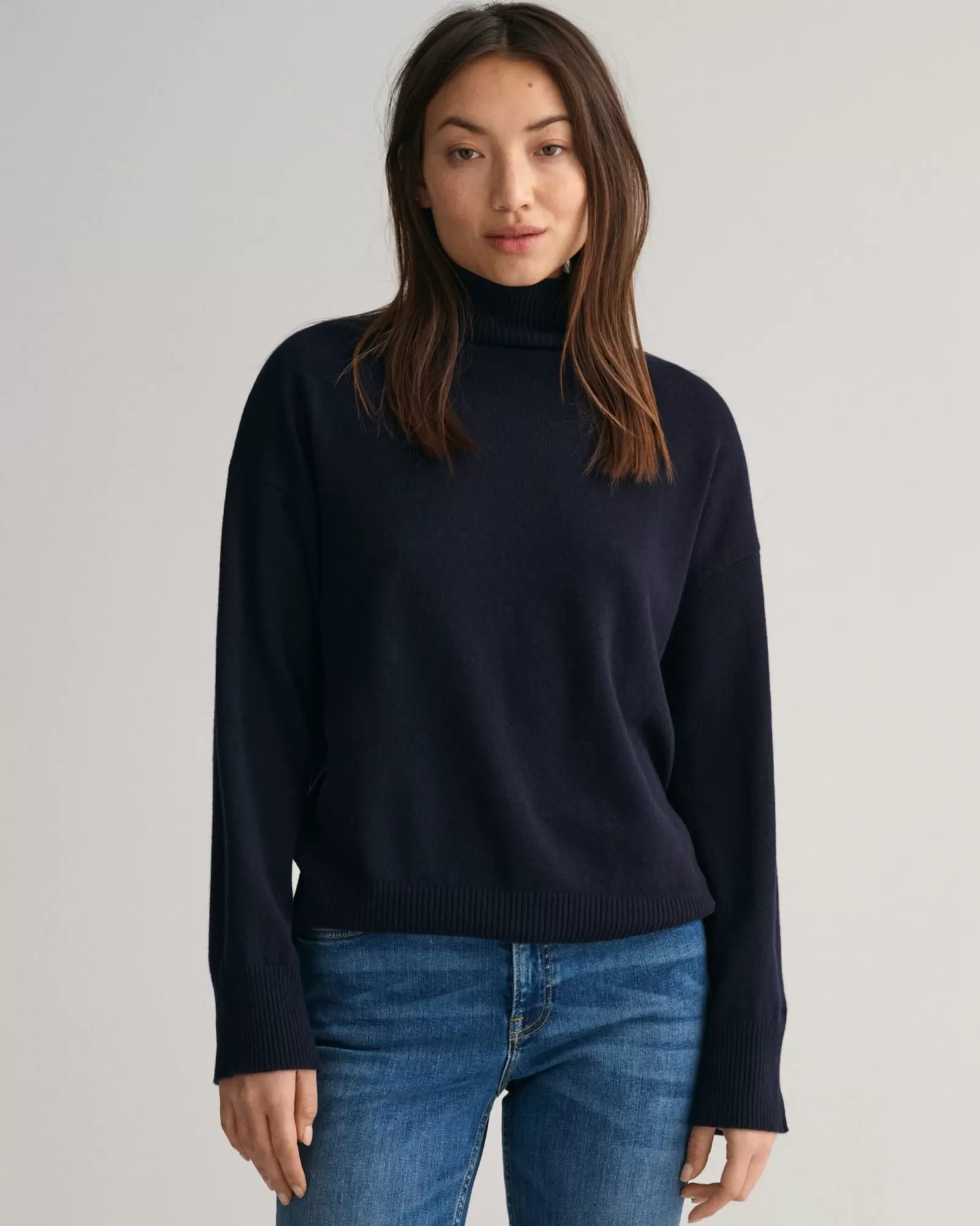 Women GANT Knitwear*Superfine Lambswool Stand Collar Sweater EVENING BLUE