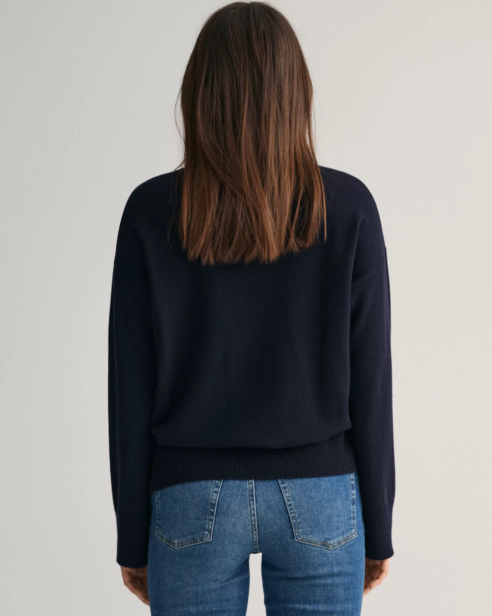 Women GANT Knitwear*Superfine Lambswool Stand Collar Sweater EVENING BLUE