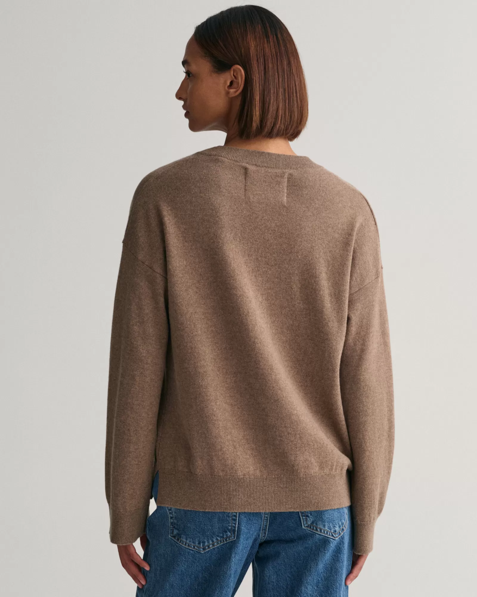 Women GANT Knitwear*Superfine Lambswool V-Neck Sweater MOLE BROWN