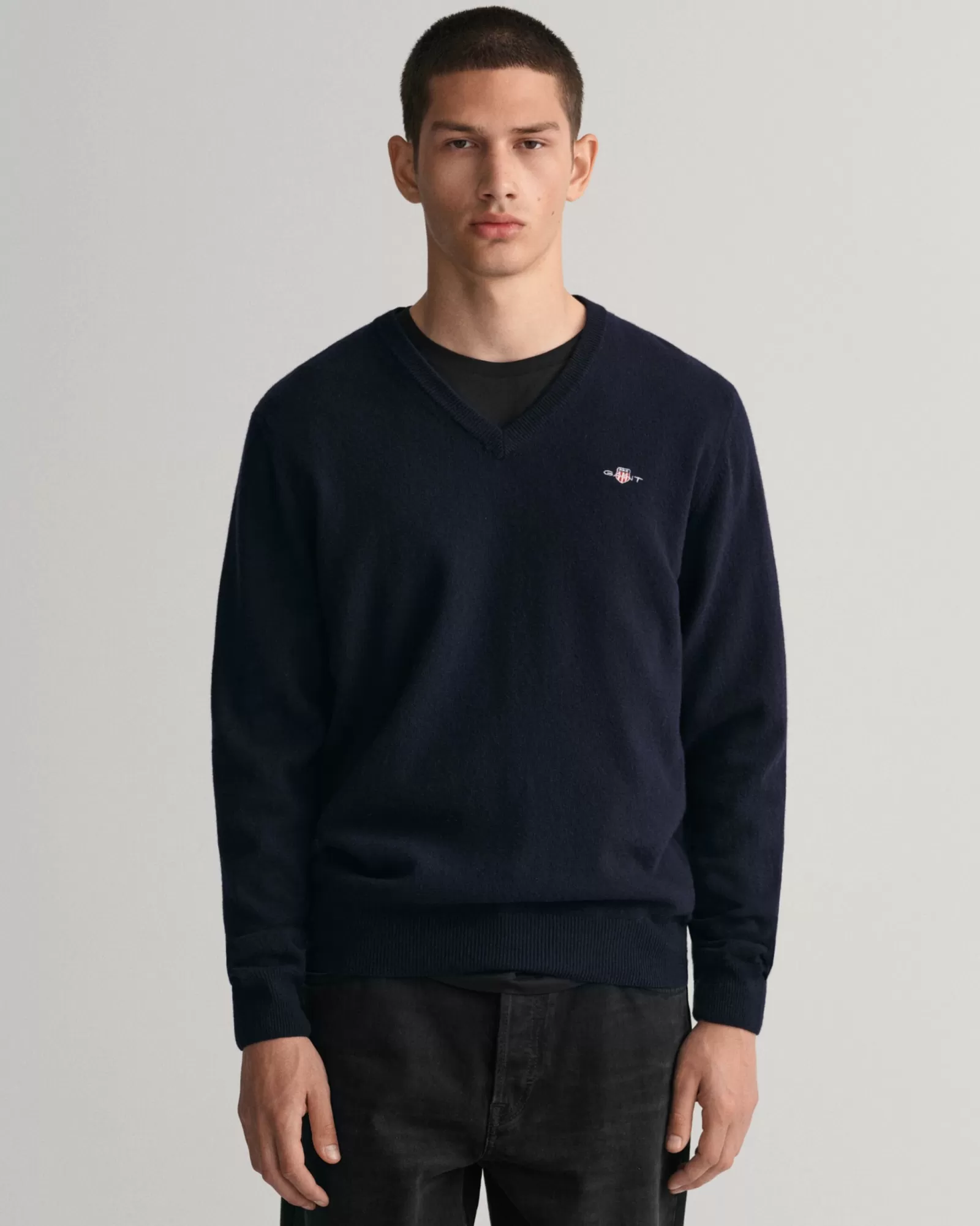 Men GANT Knitwear*Superfine Lambswool V-Neck Sweater MARINE