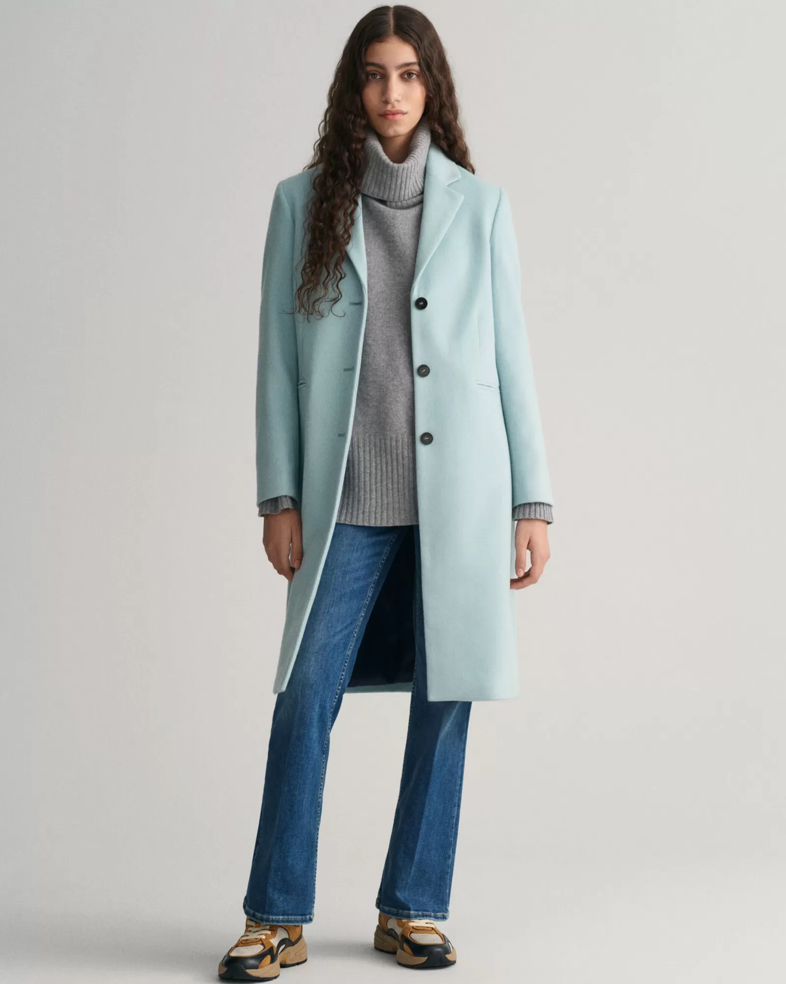 Women GANT Jackets & Coats*Tailored Wool Blend Coat DUSTY TURQUOISE