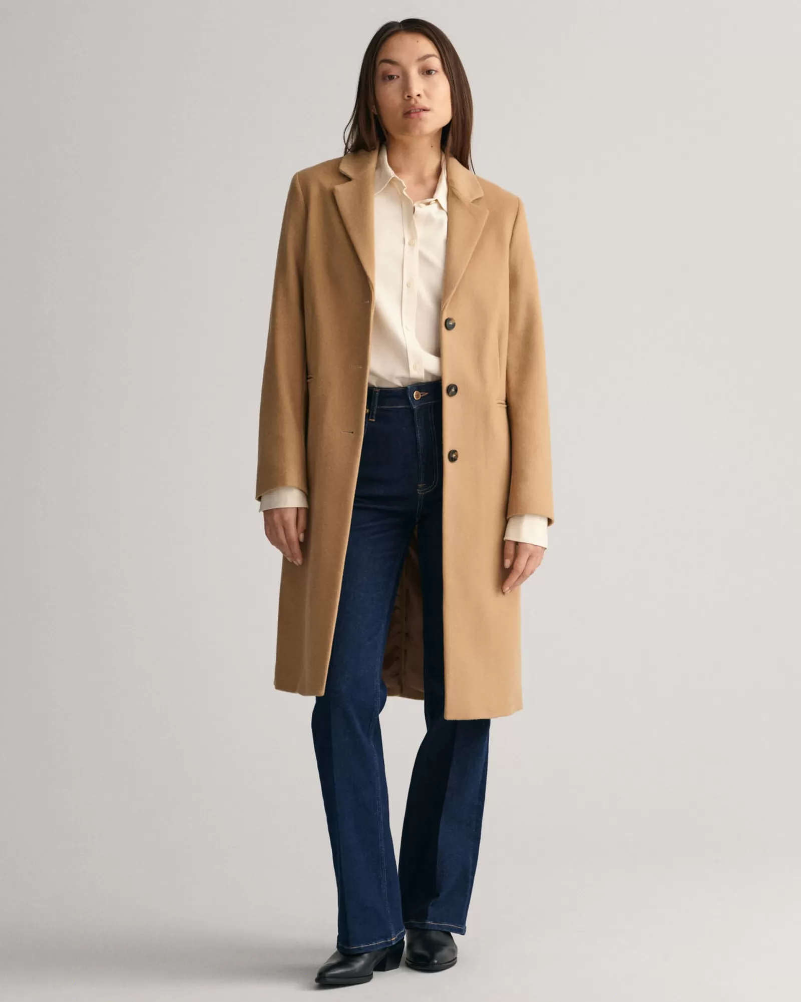 Women GANT Jackets & Coats*Tailored Wool Blend Coat DARK KHAKI