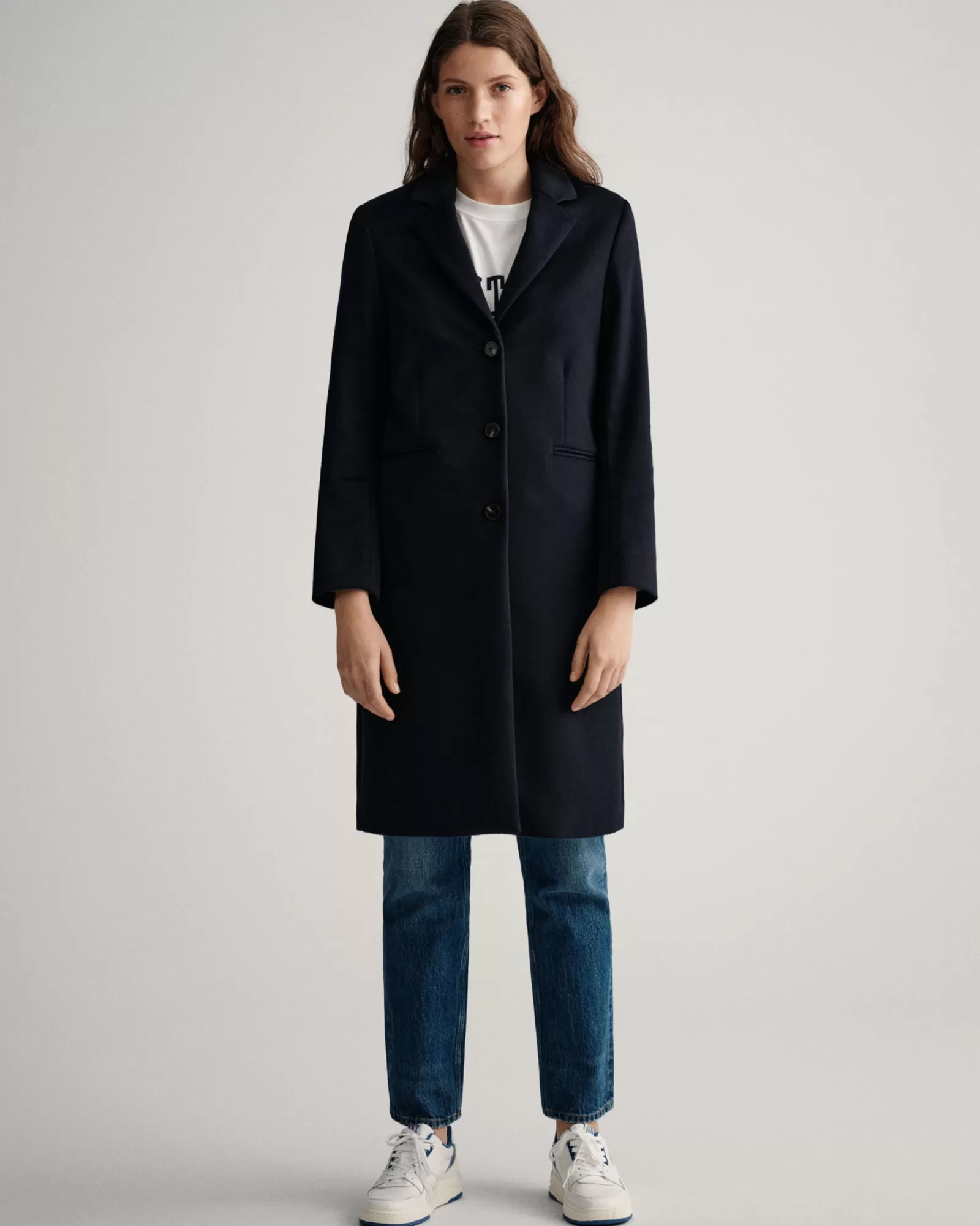 Women GANT Jackets & Coats*Tailored Wool Blend Coat EVENING BLUE