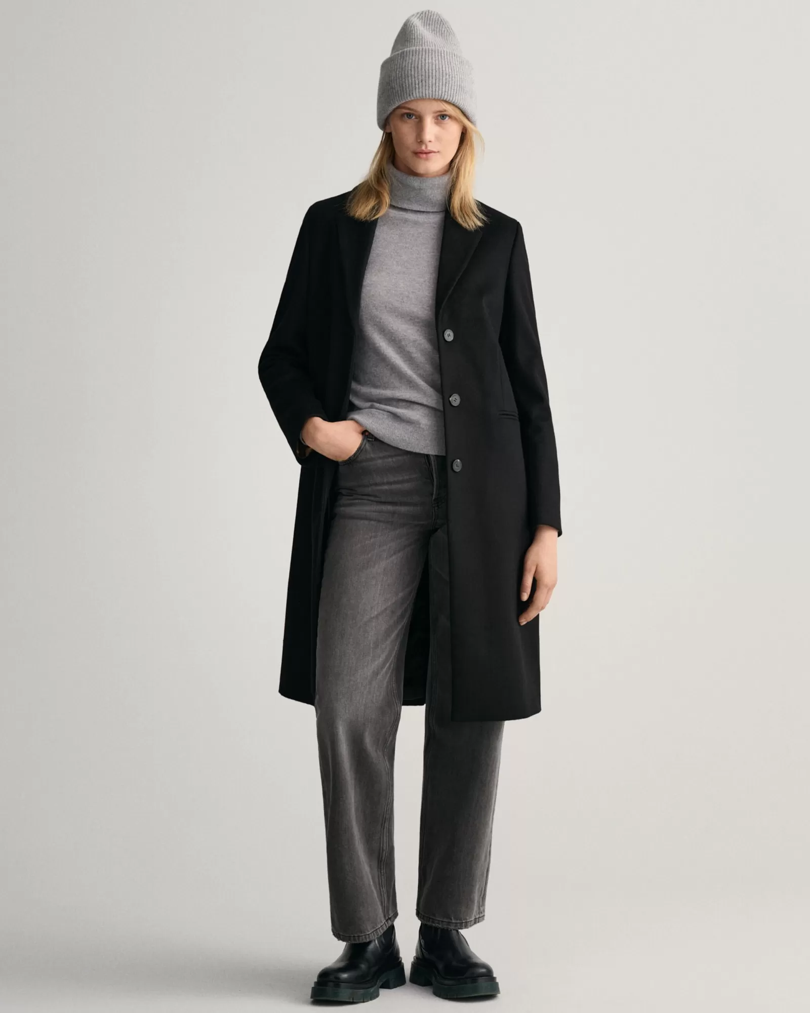 Women GANT Jackets & Coats*Tailored Wool Blend Coat EBONY BLACK