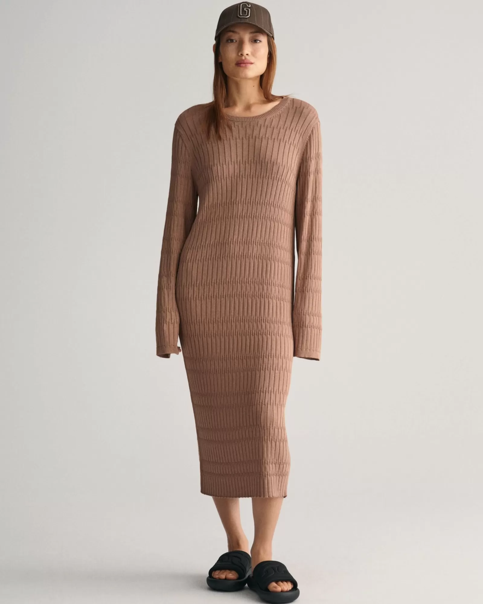 Women GANT Dresses*Textured Knit Dress ROASTED WALNUT