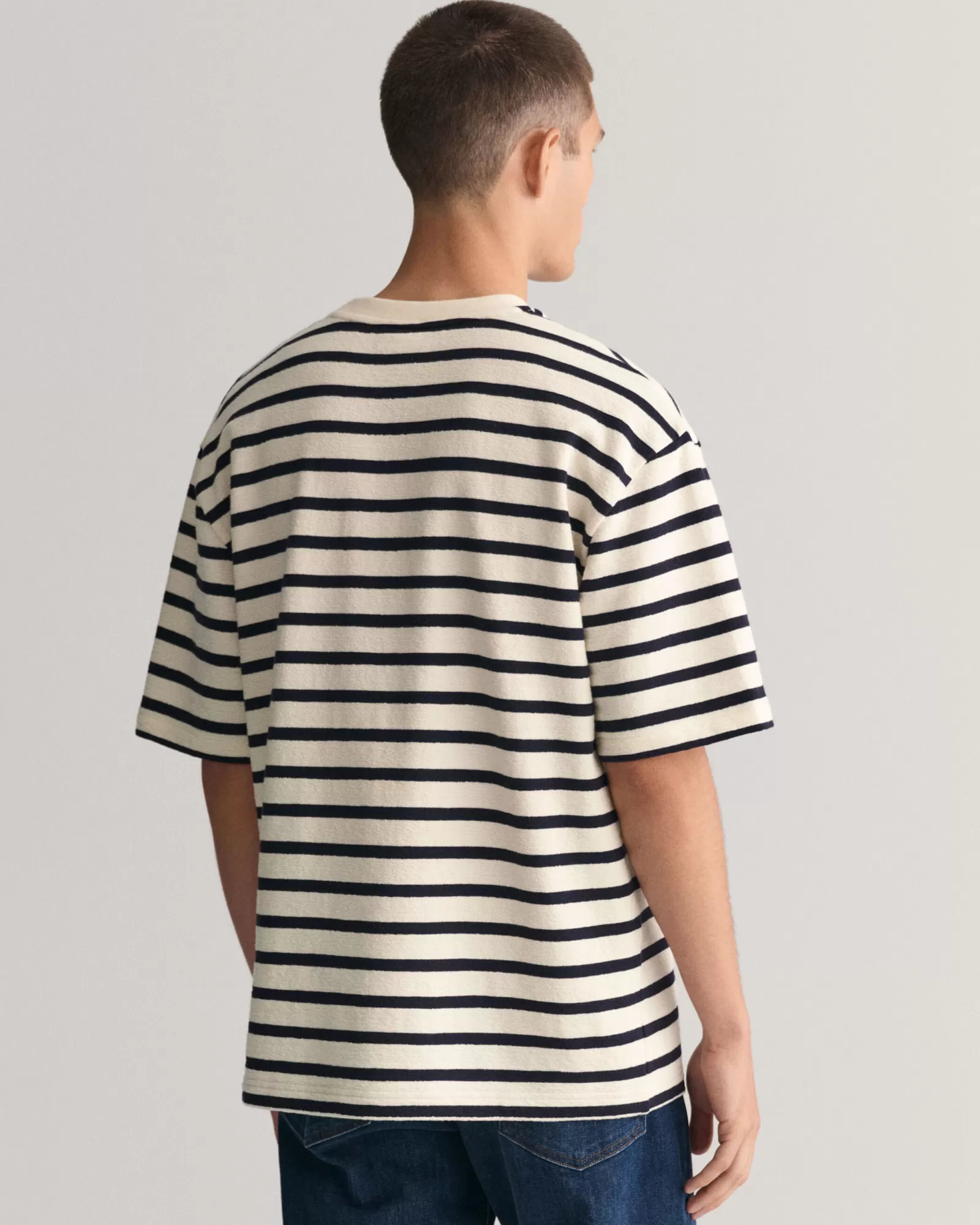 Men GANT T-Shirts*Textured Striped T-Shirt CREAM