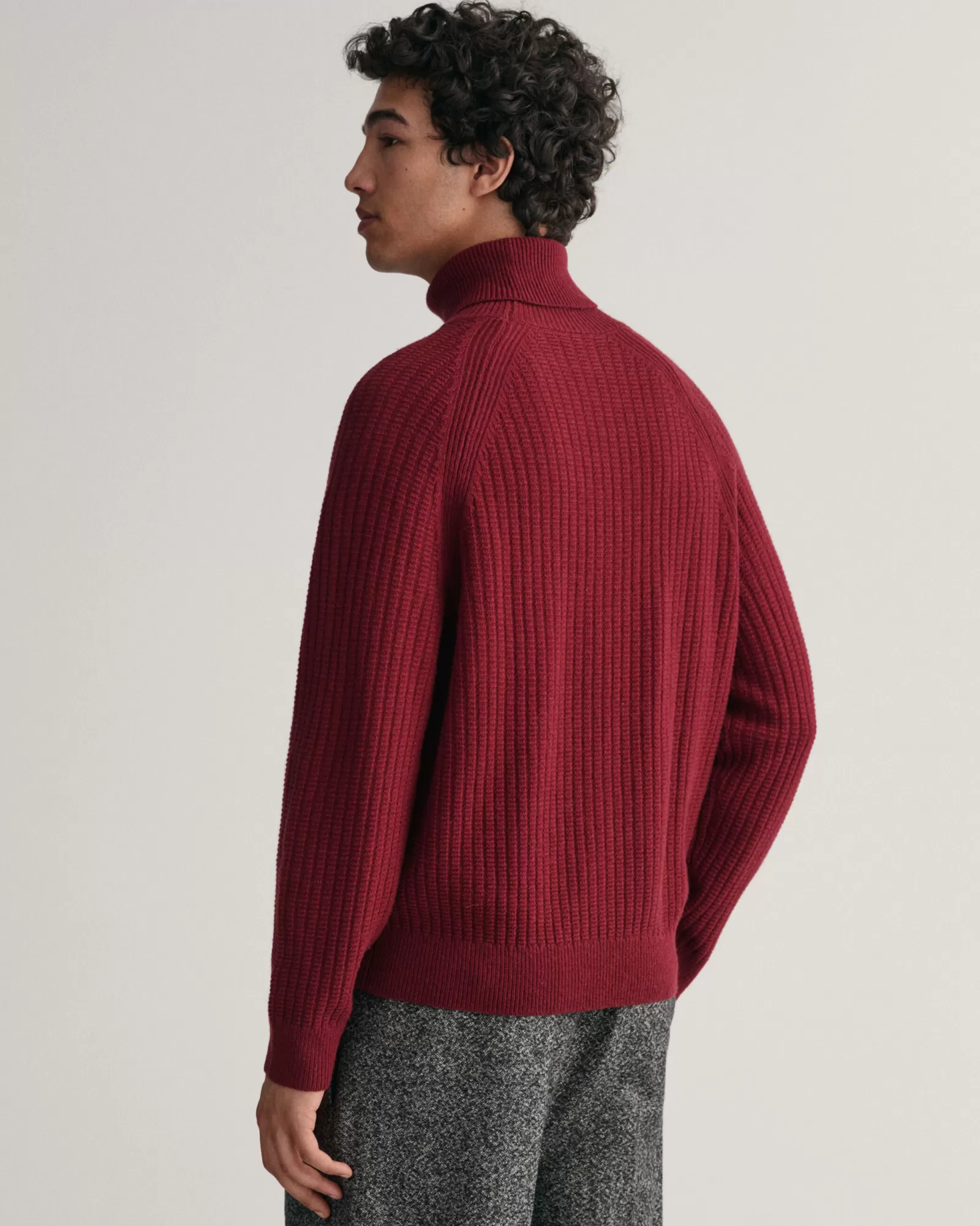 Men GANT Knitwear*Textured Turtleneck Sweater PLUMPED RED