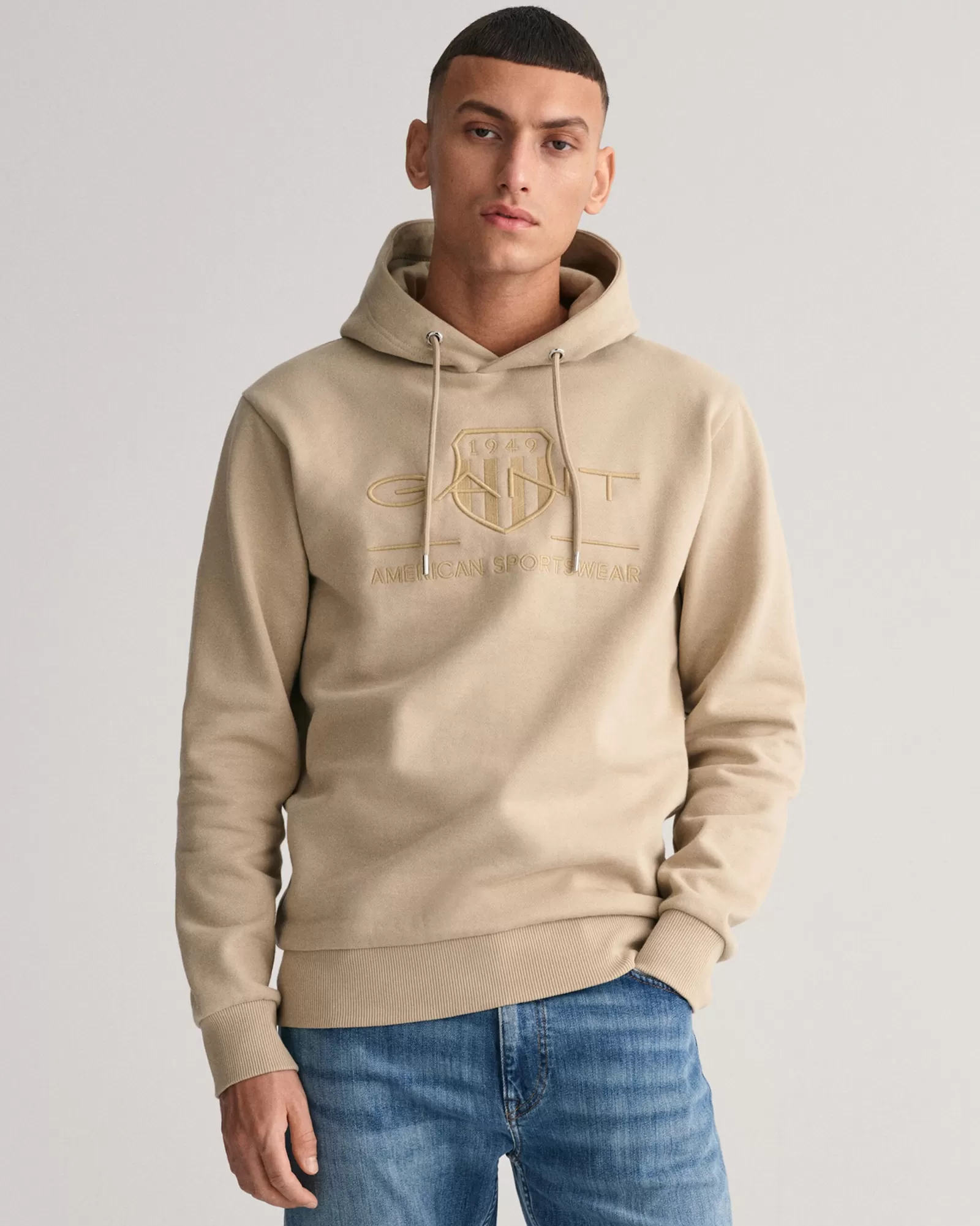 Men GANT Sweatshirts & Hoodies*Tonal Archive Shield Hoodie CONCRETE BEIGE