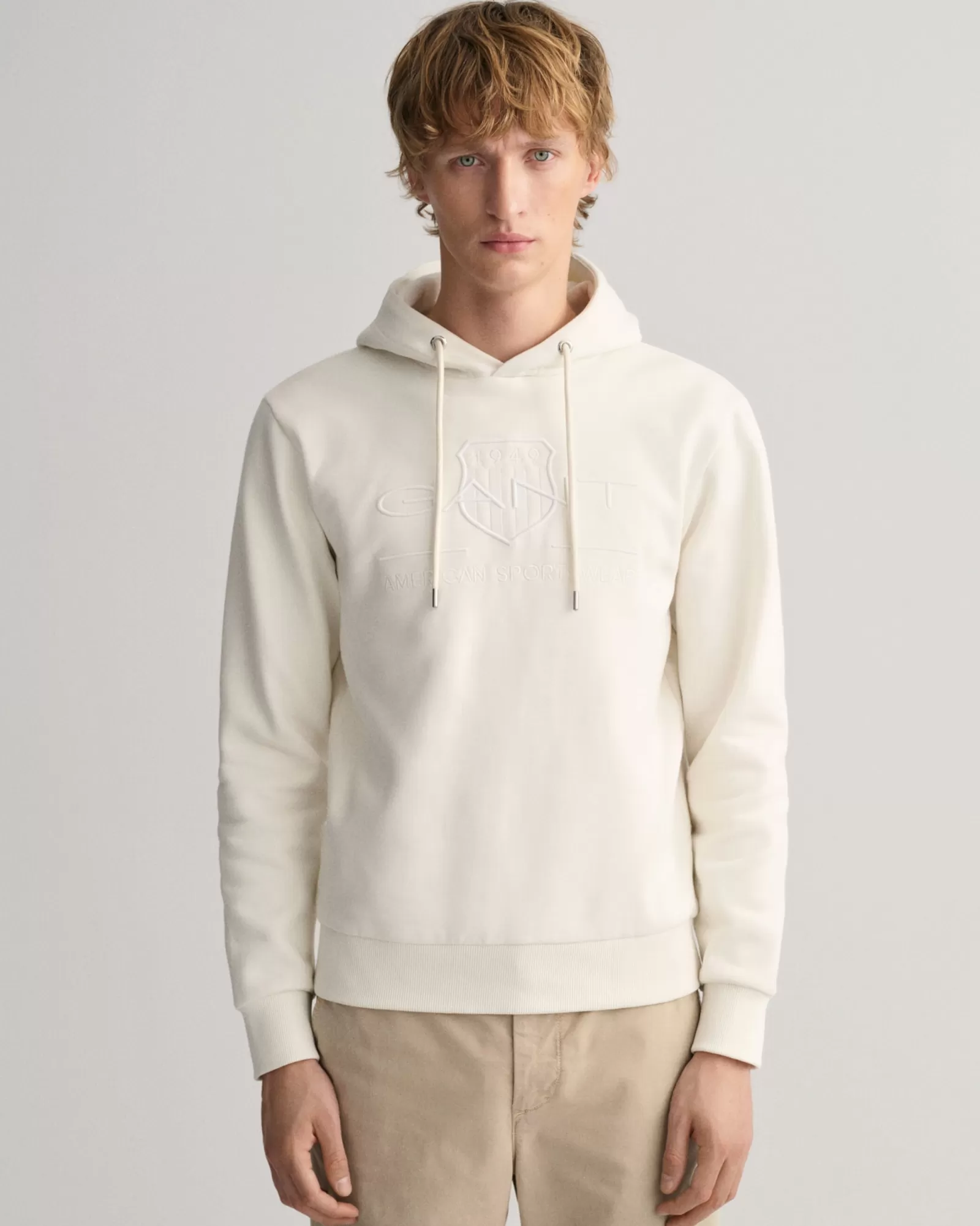 Men GANT Sweatshirts & Hoodies*Tonal Archive Shield Hoodie EGGSHELL