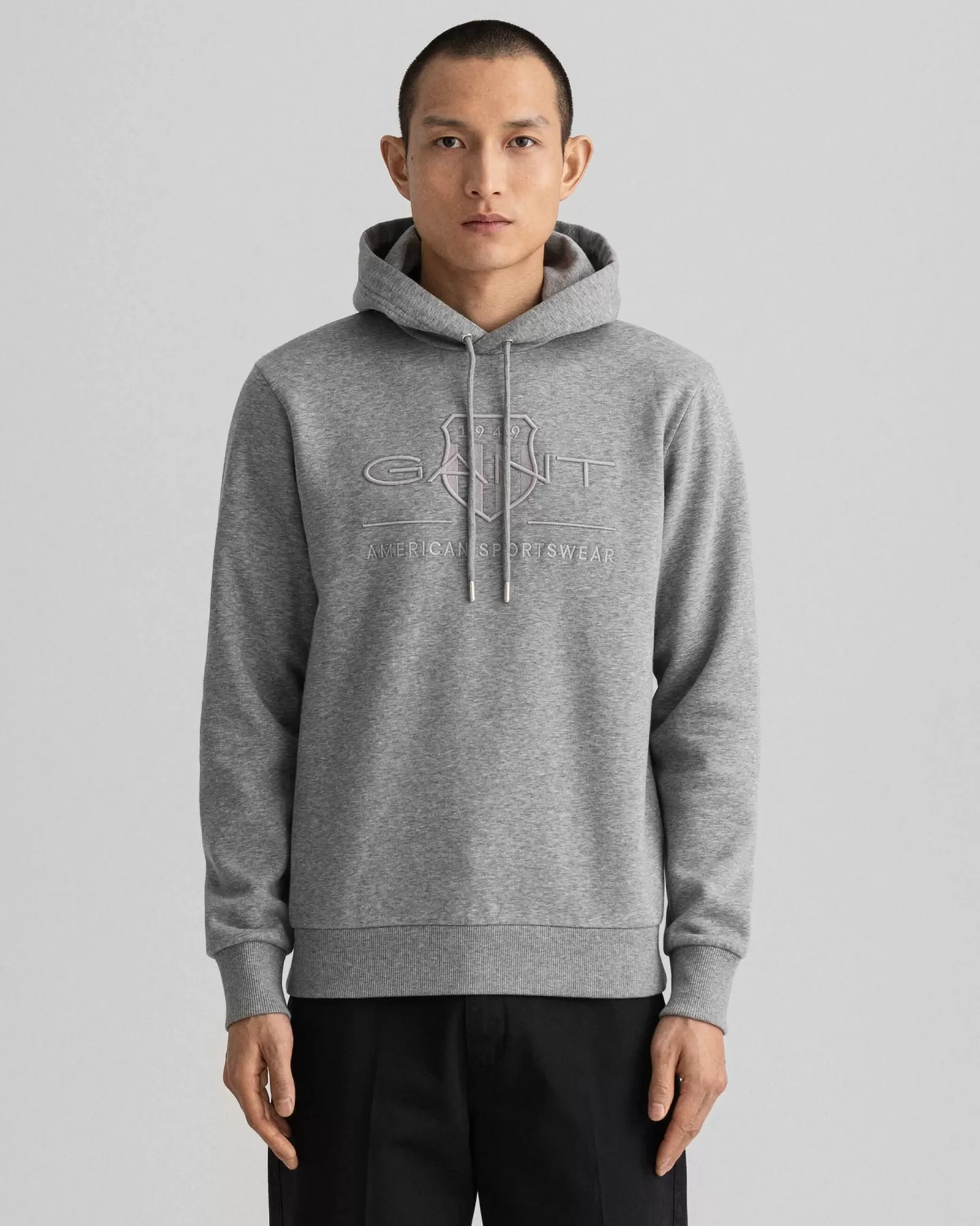 Men GANT Sweatshirts & Hoodies*Tonal Archive Shield Hoodie GREY MELANGE