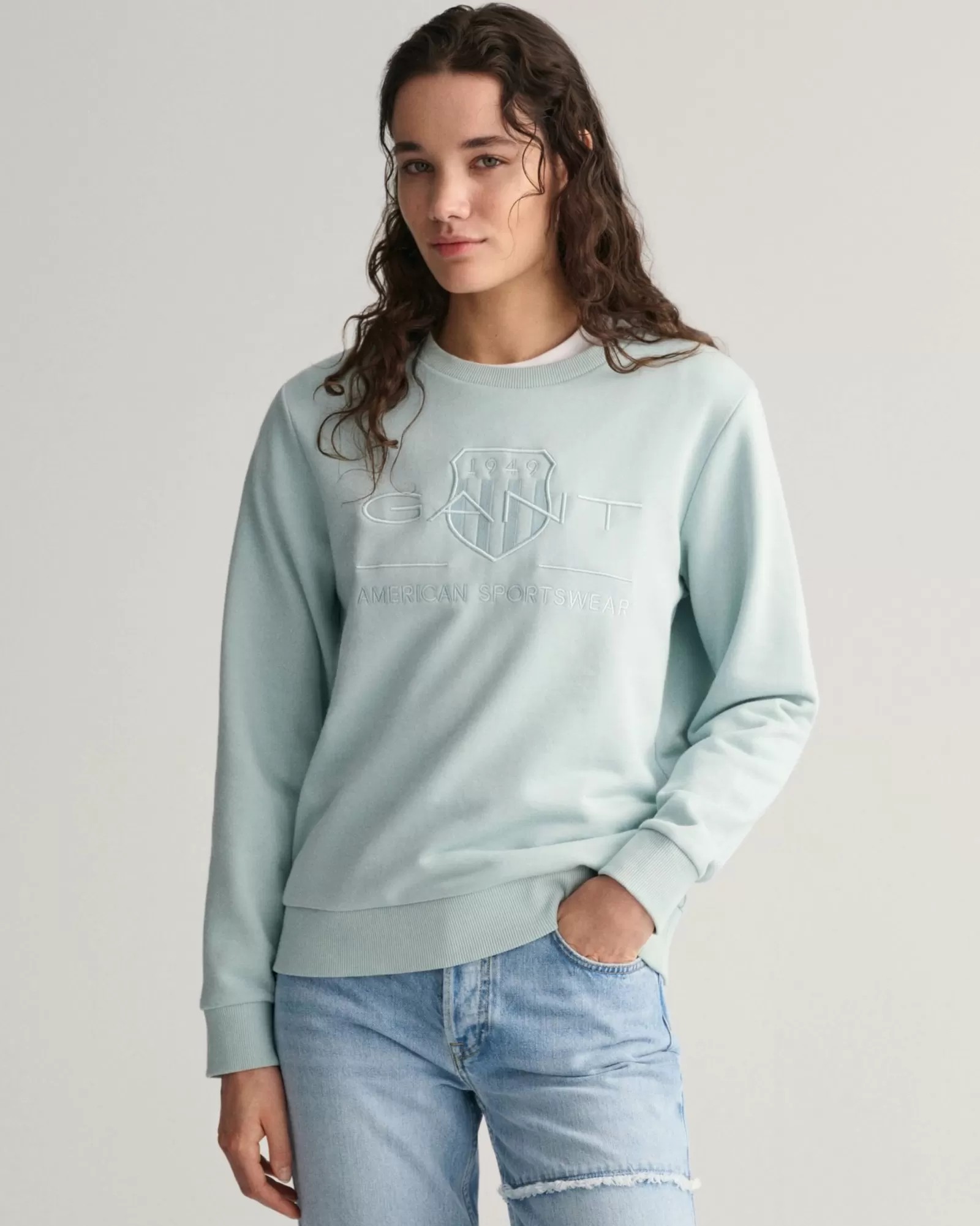 Women GANT Sweatshirts & Hoodies*Tonal Archive Shield Sweatshirt DUSTY TURQUOISE