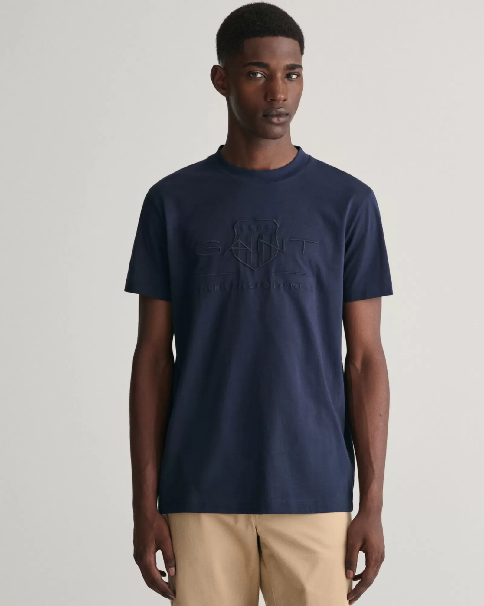 Men GANT T-Shirts*Tonal Archive Shield T-Shirt EVENING BLUE