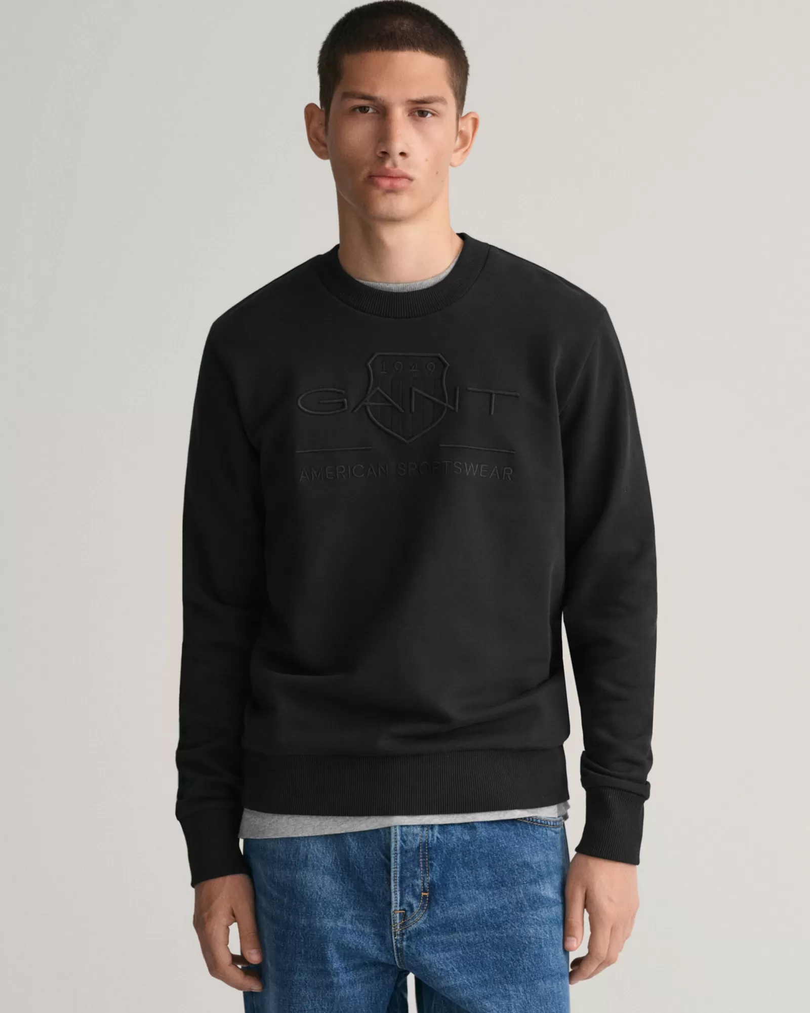 Men GANT Sweatshirts & Hoodies*Tonal Shield Crew Neck Sweatshirt BLACK